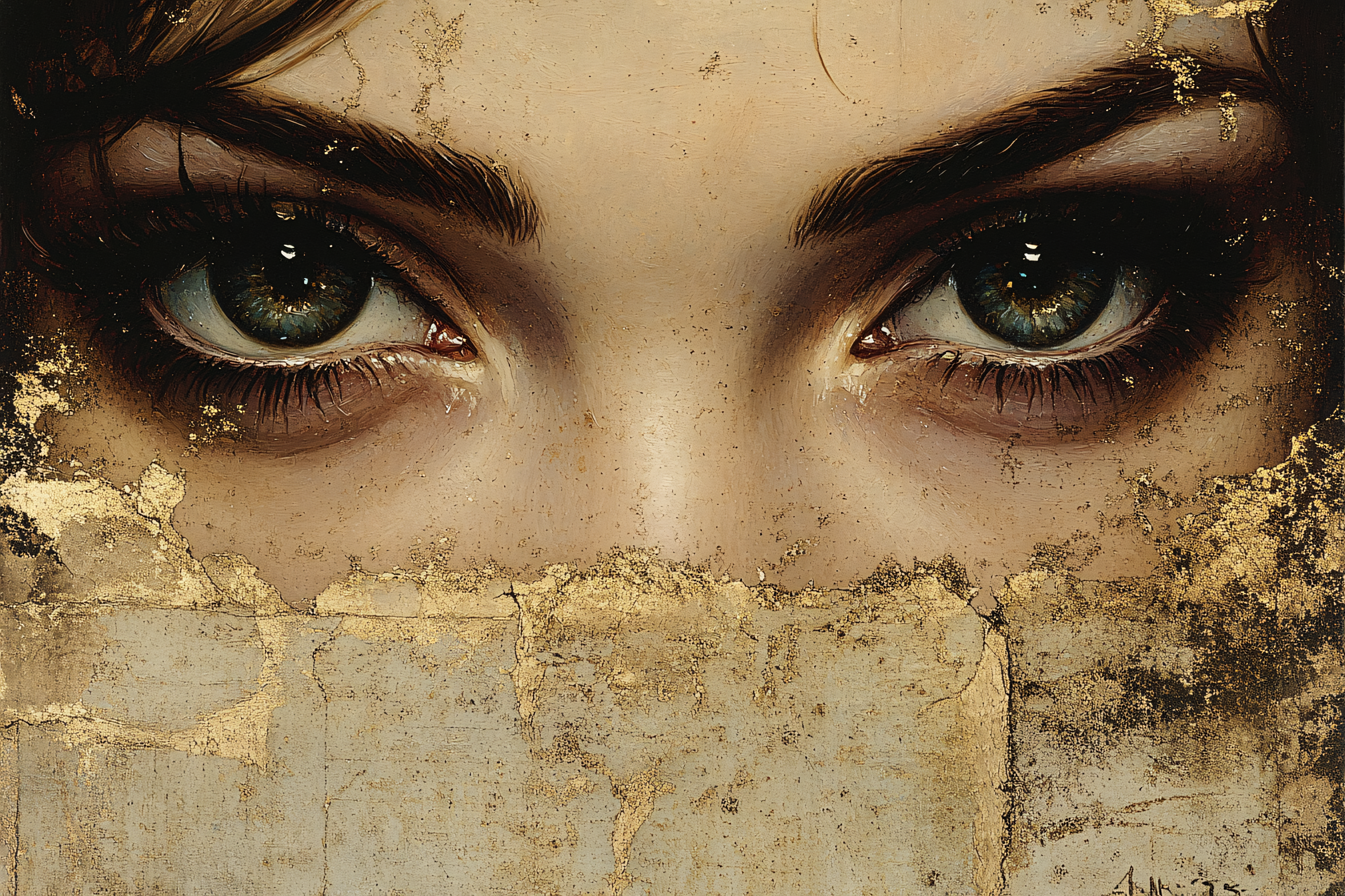 Enigmatic Eyes Behind Golden Veil