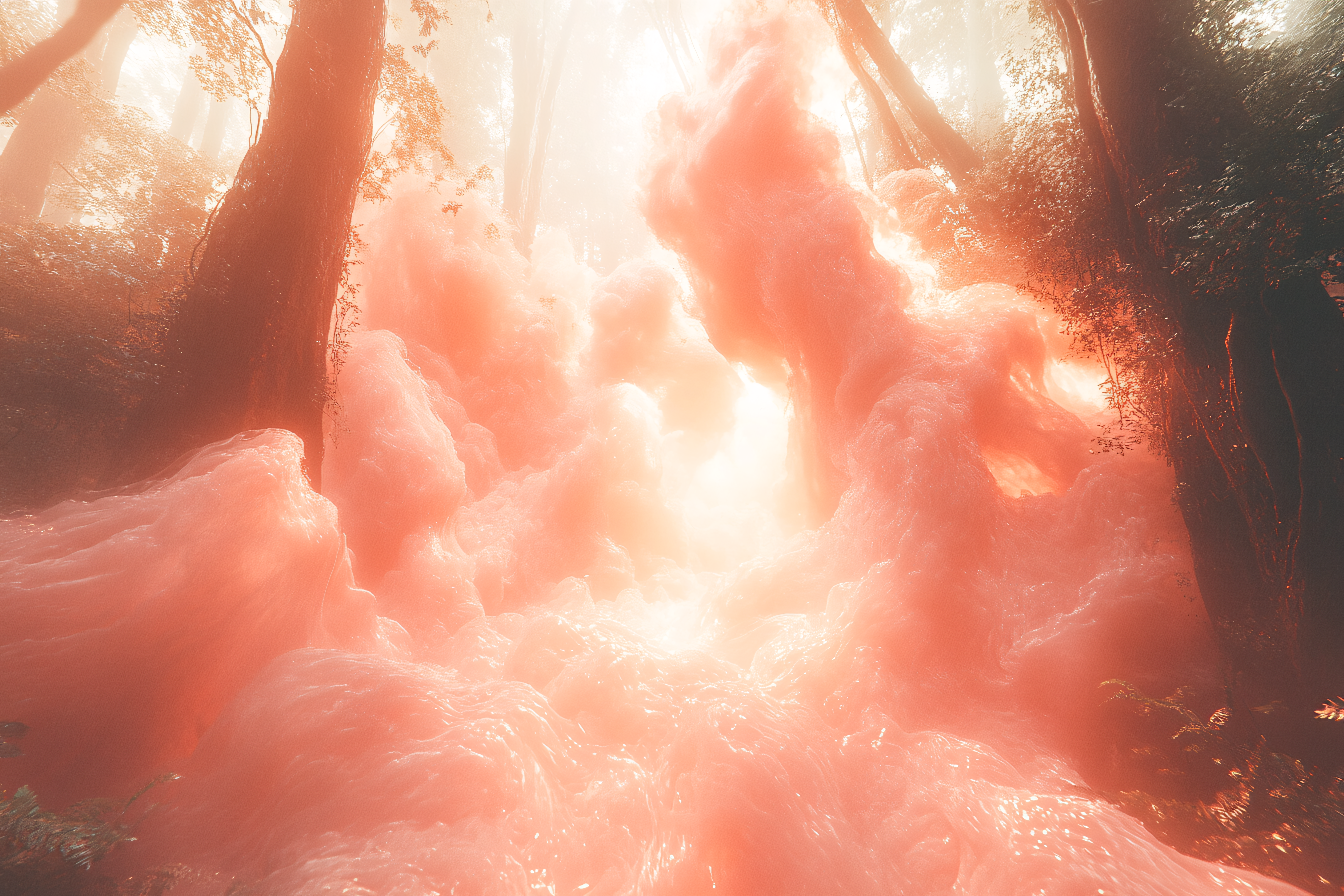 Enigmatic Forest in Rosy Hues