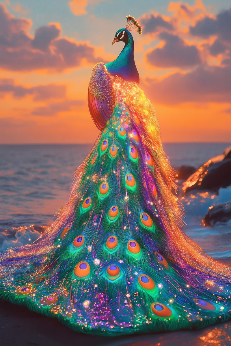 Ethereal Peacock by the Sea