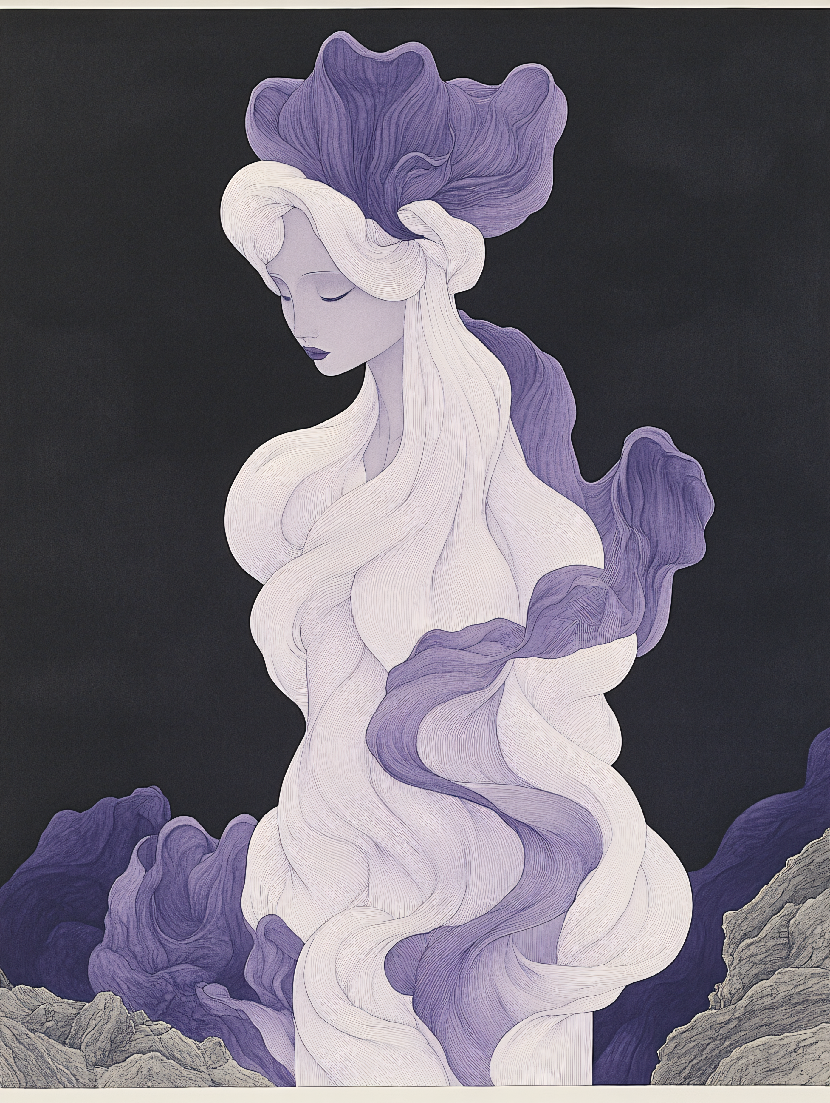 Ethereal Woman with Floral Headdress