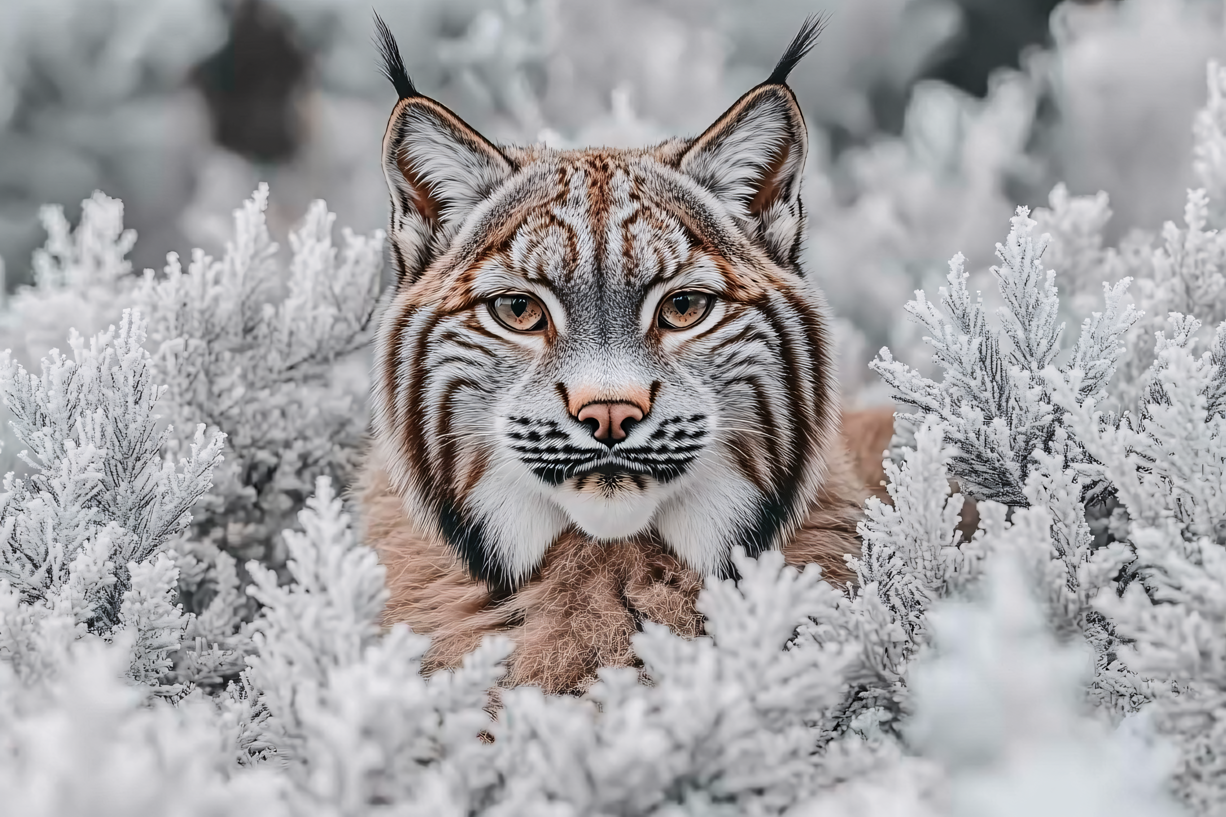 Eurasian Lynx Portrait in Winter