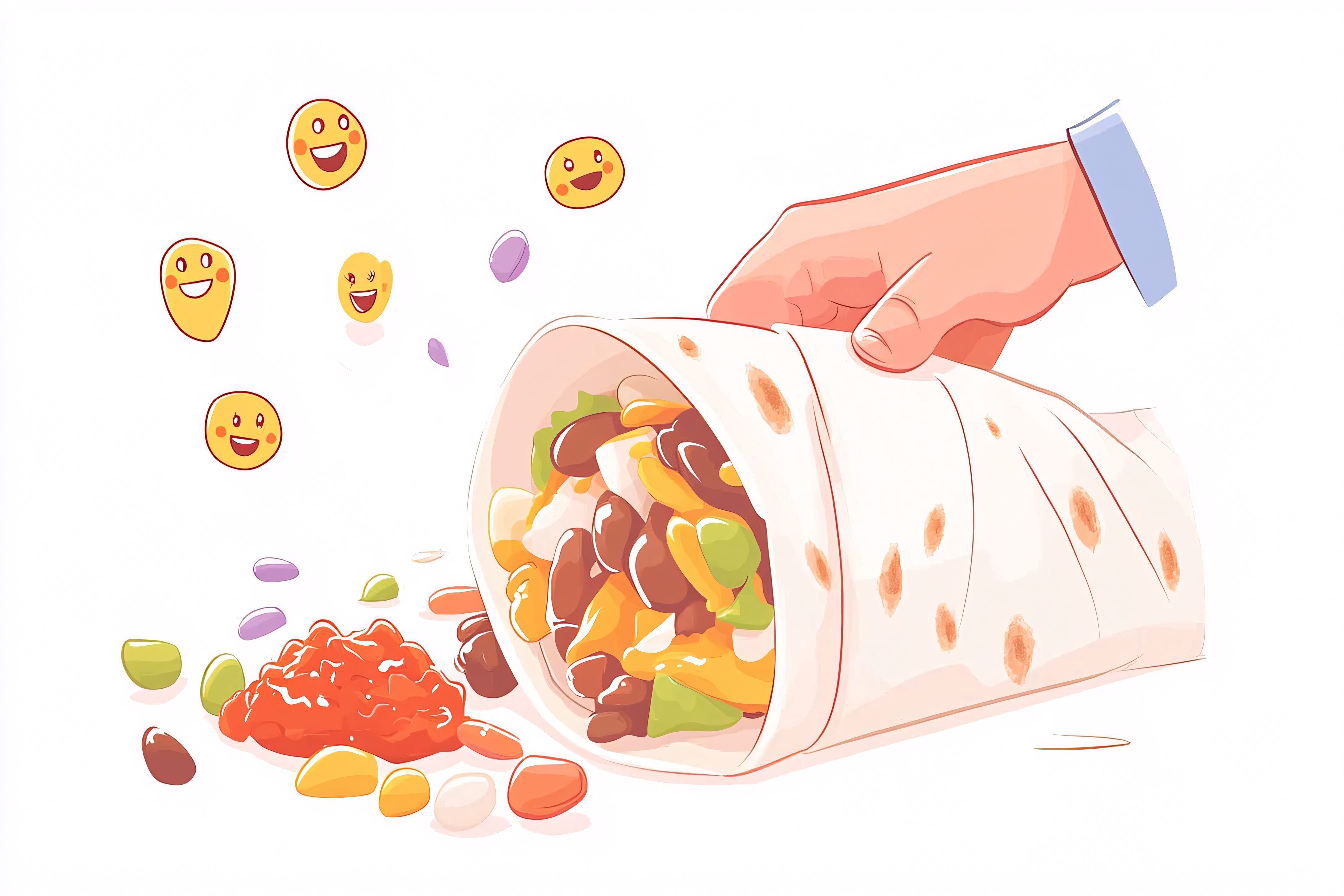 Exploding Burrito with Emoji