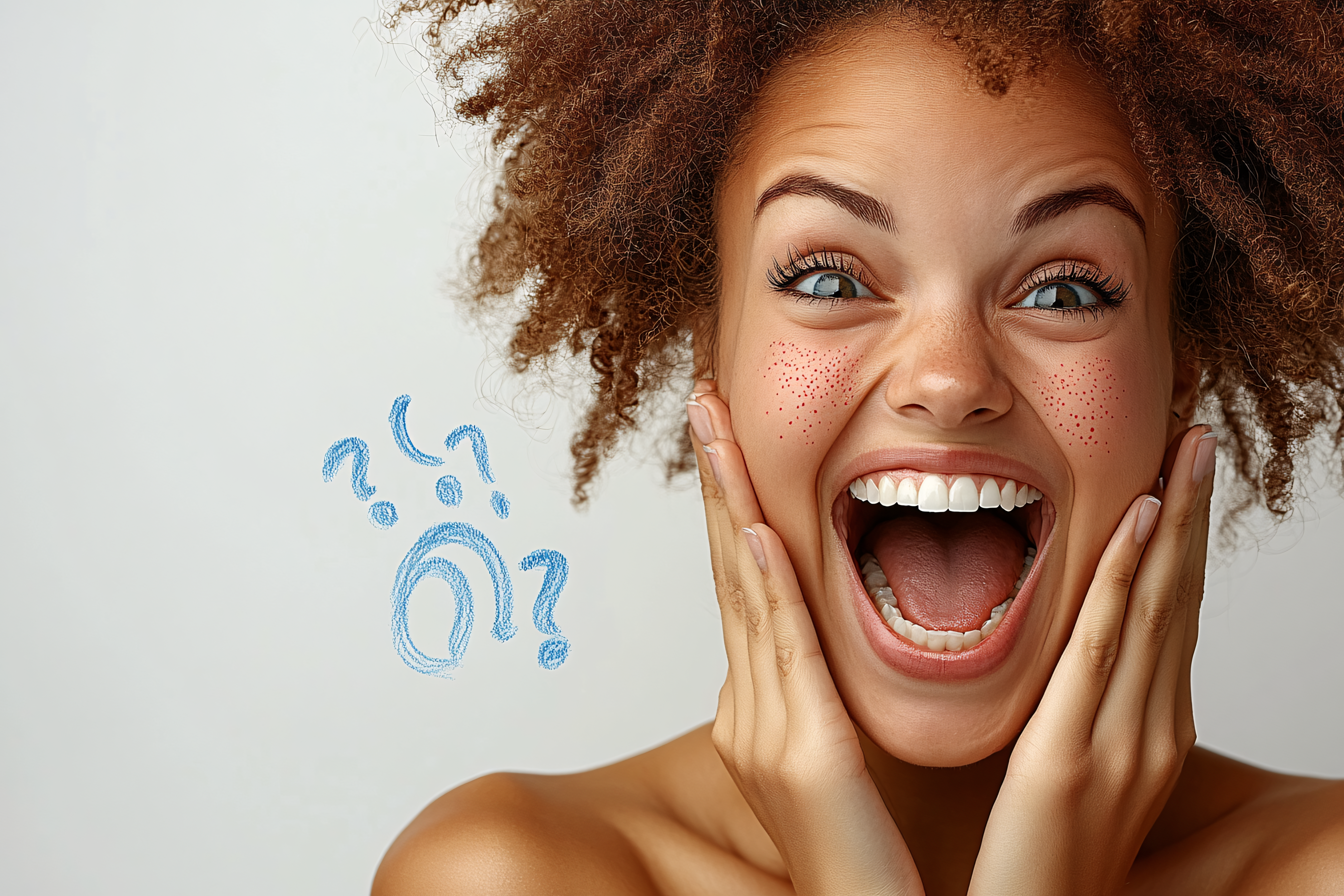 Exuberant Woman With Questions