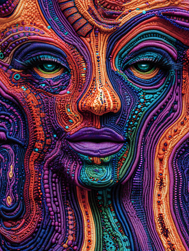 Face in Embroidered Style