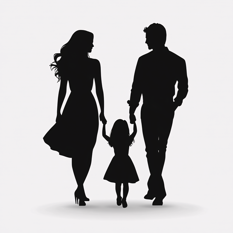 Family Walking Silhouette
