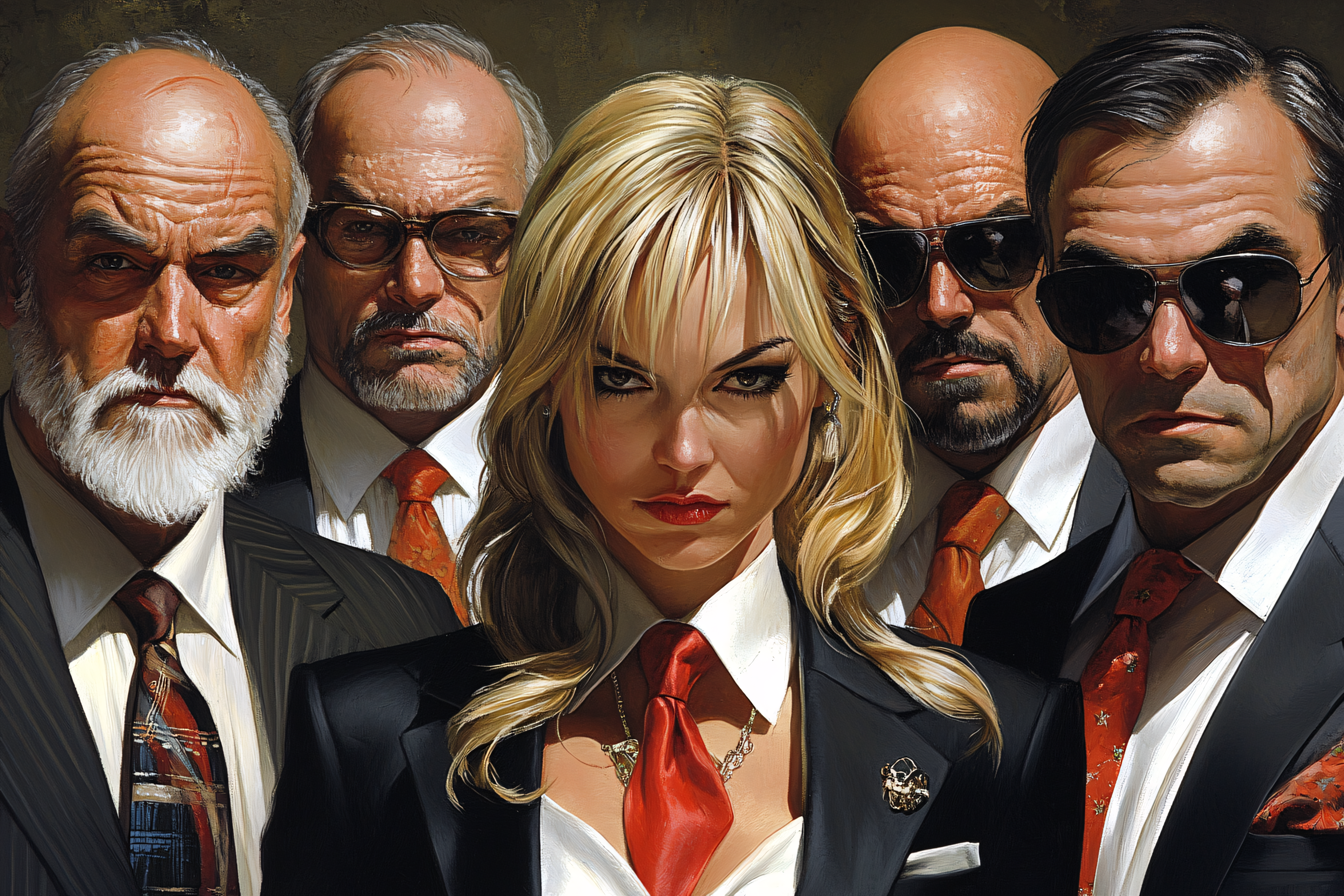 Female Boss with Bodyguards