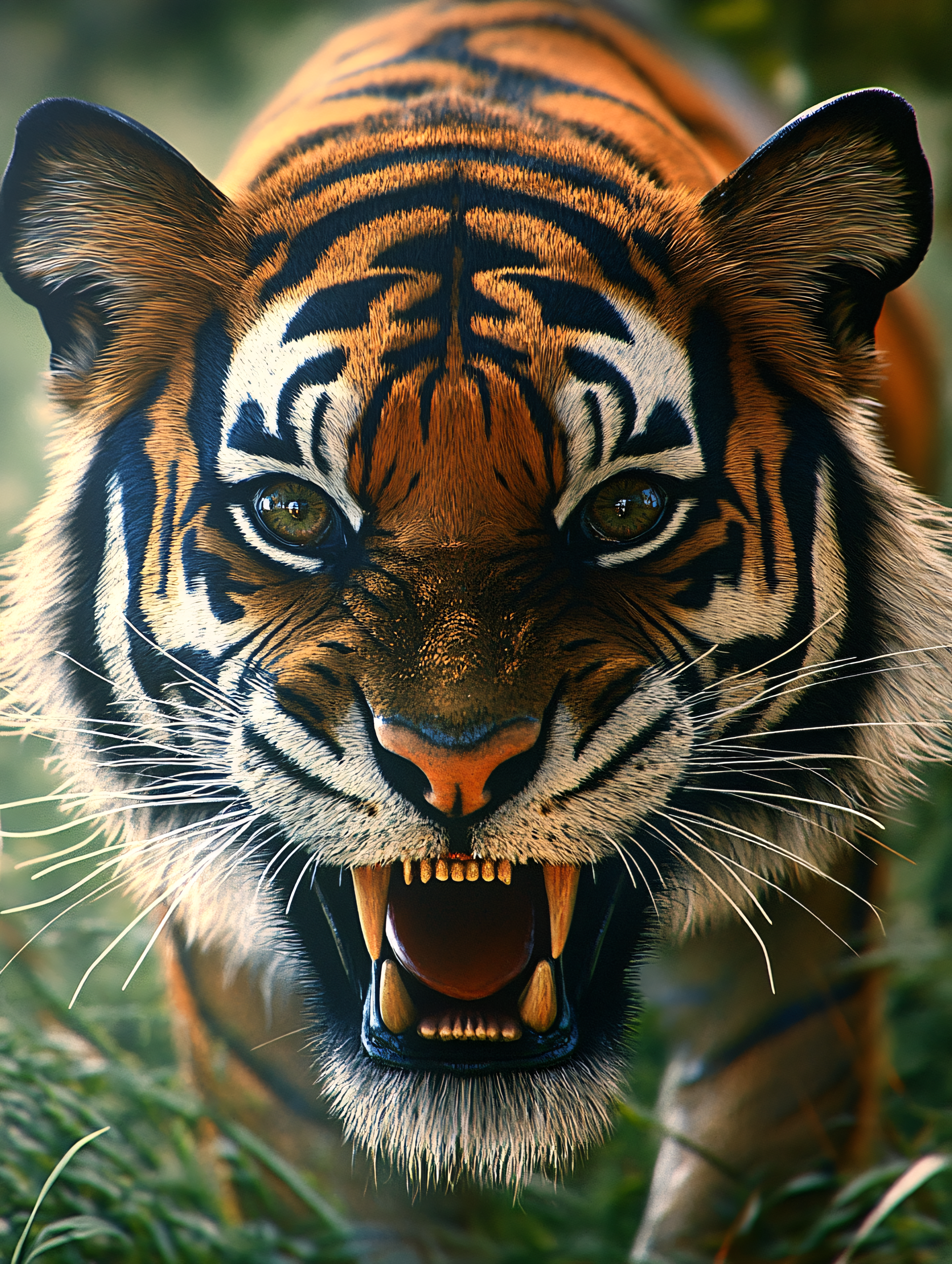 Ferocious Tiger Roaring Face