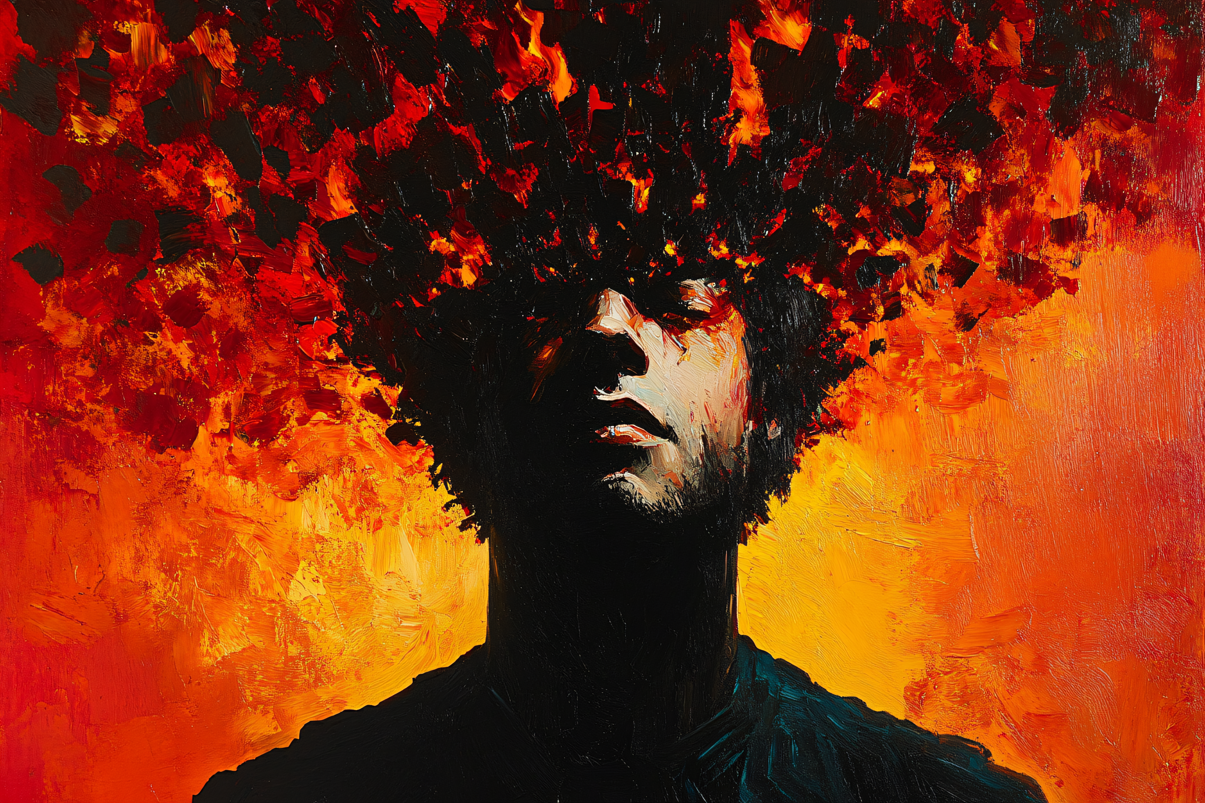 Fiery Afro Portrait