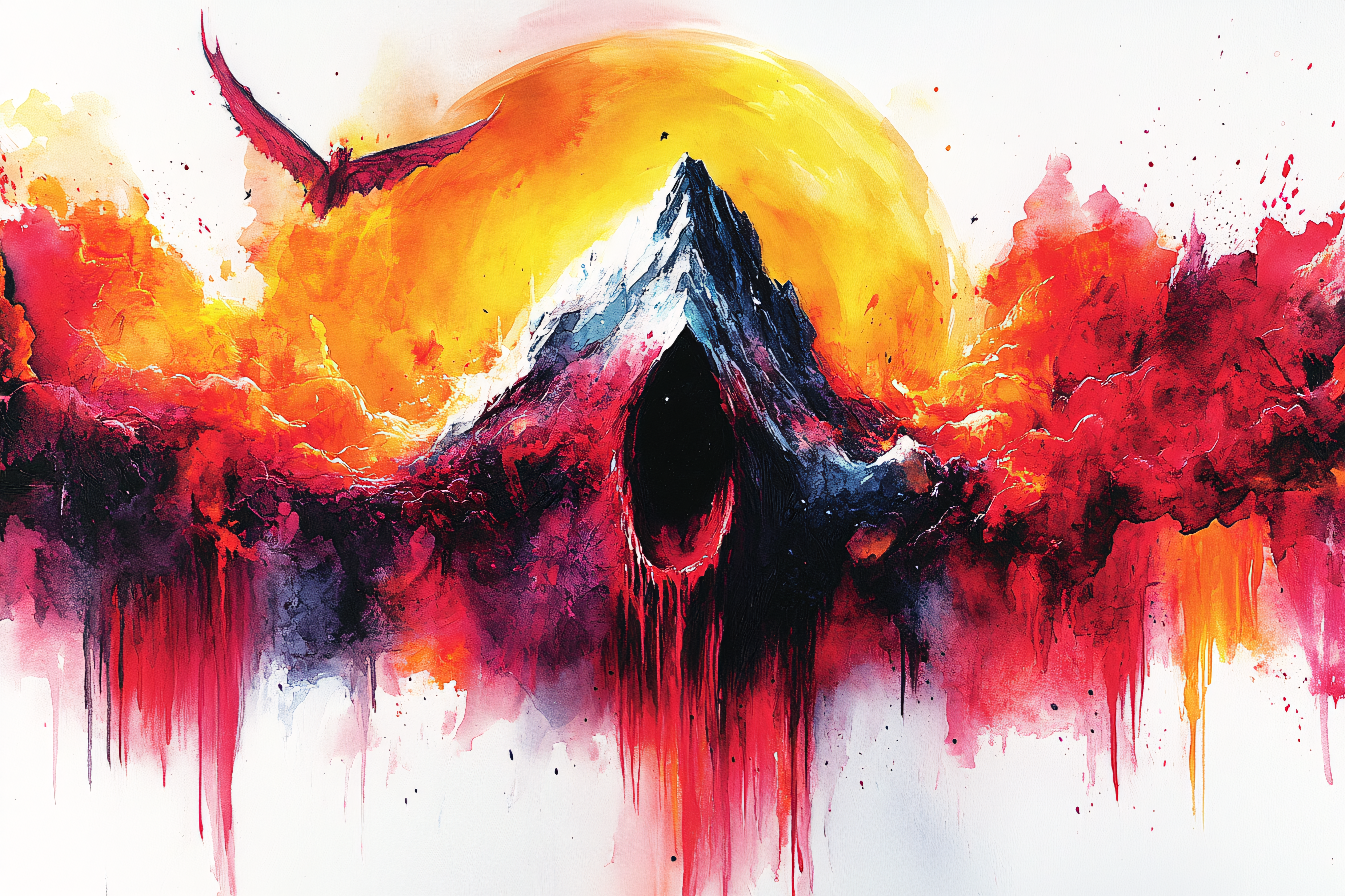 Fiery Mountain Bird Silhouette