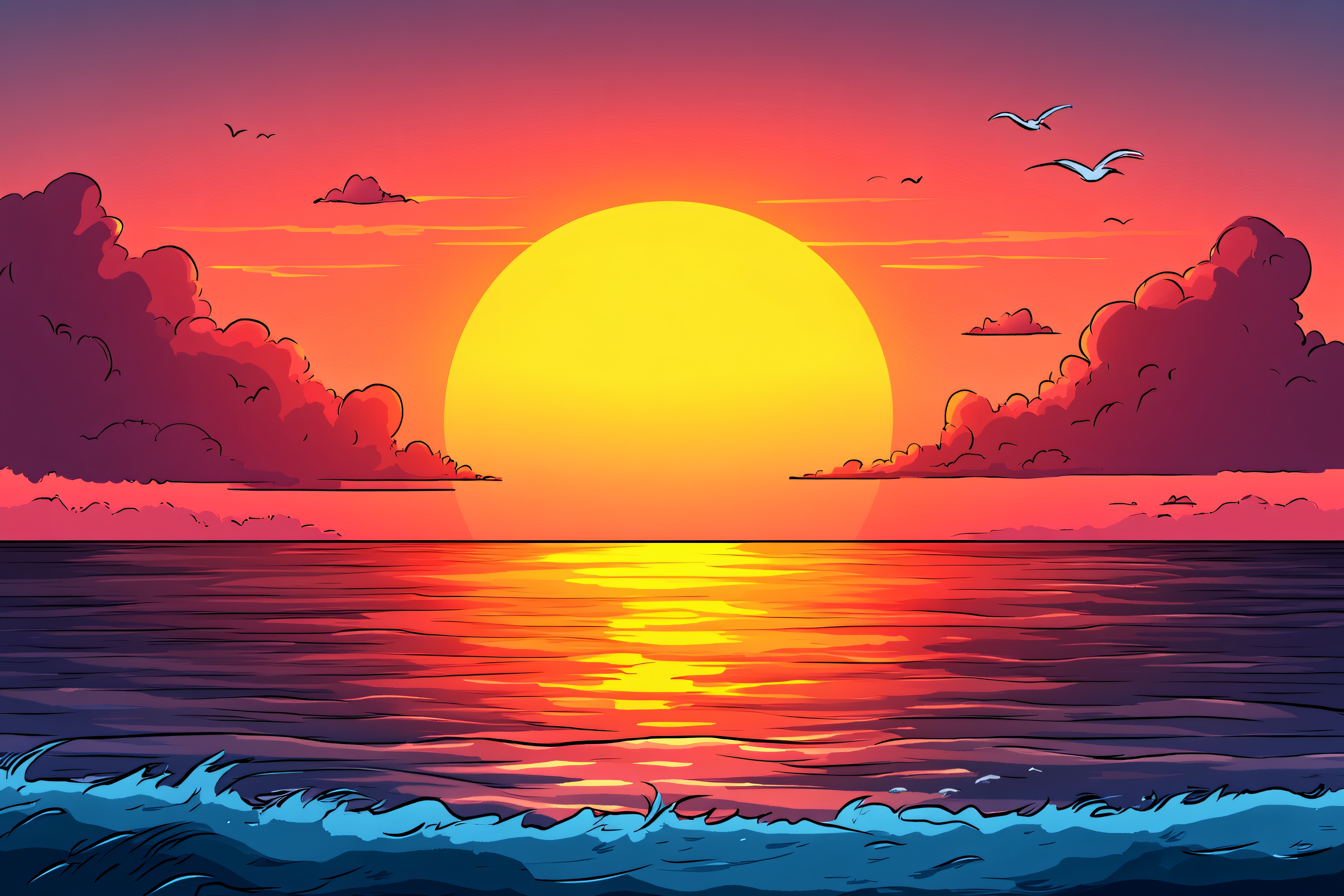 Fiery Ocean Sunset