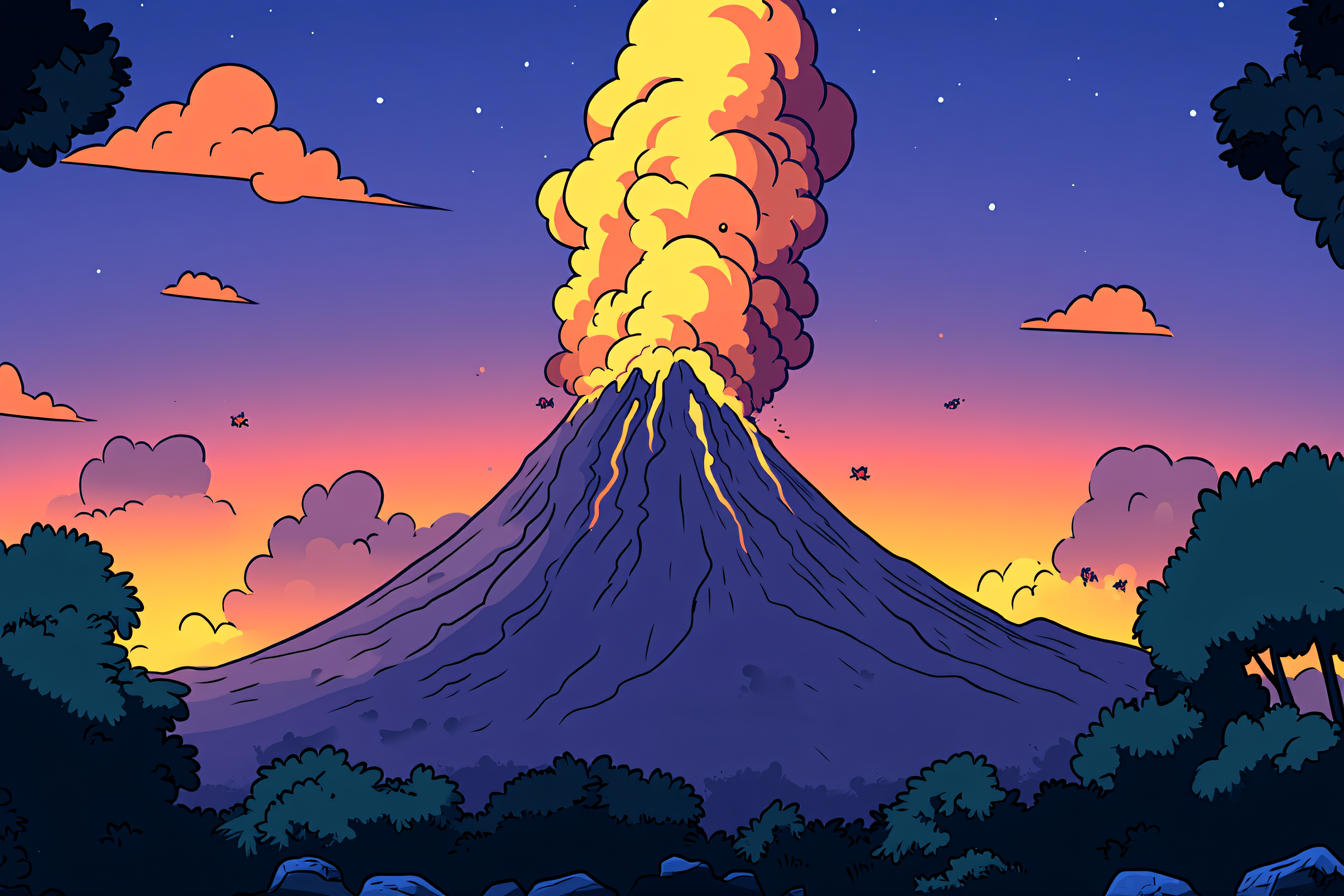 Fiery Volcano Eruption