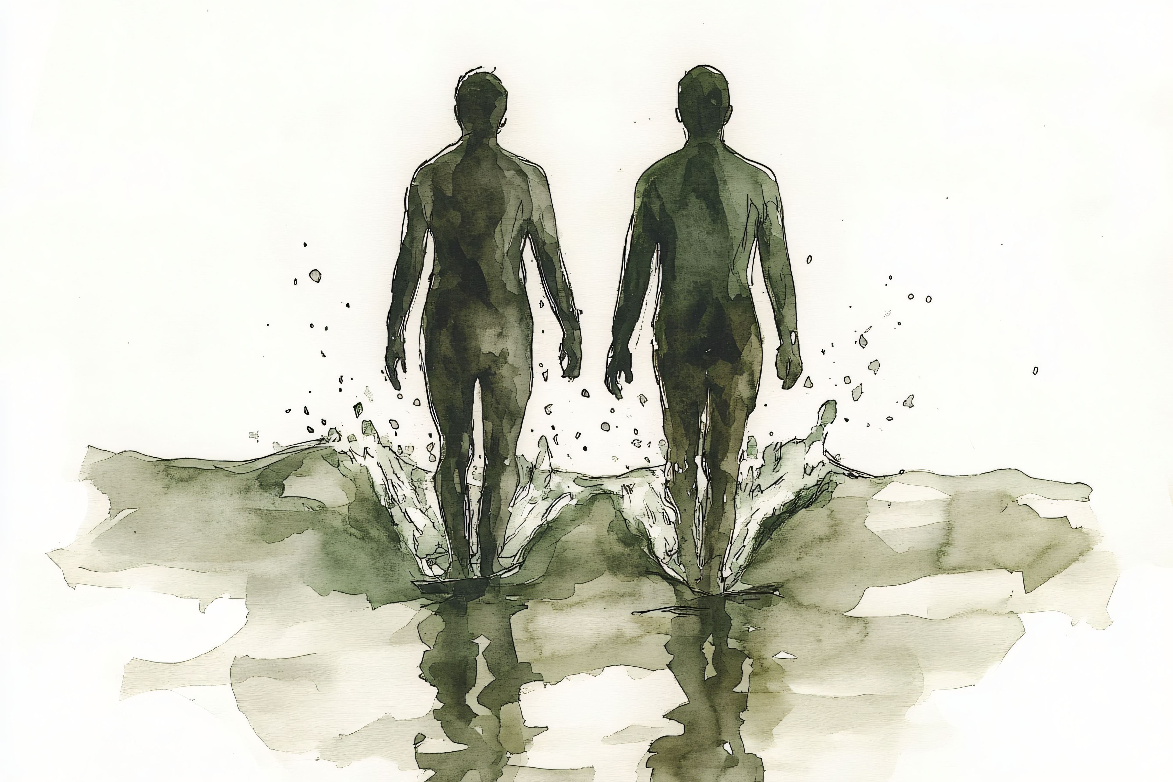 Figures Walking In Water