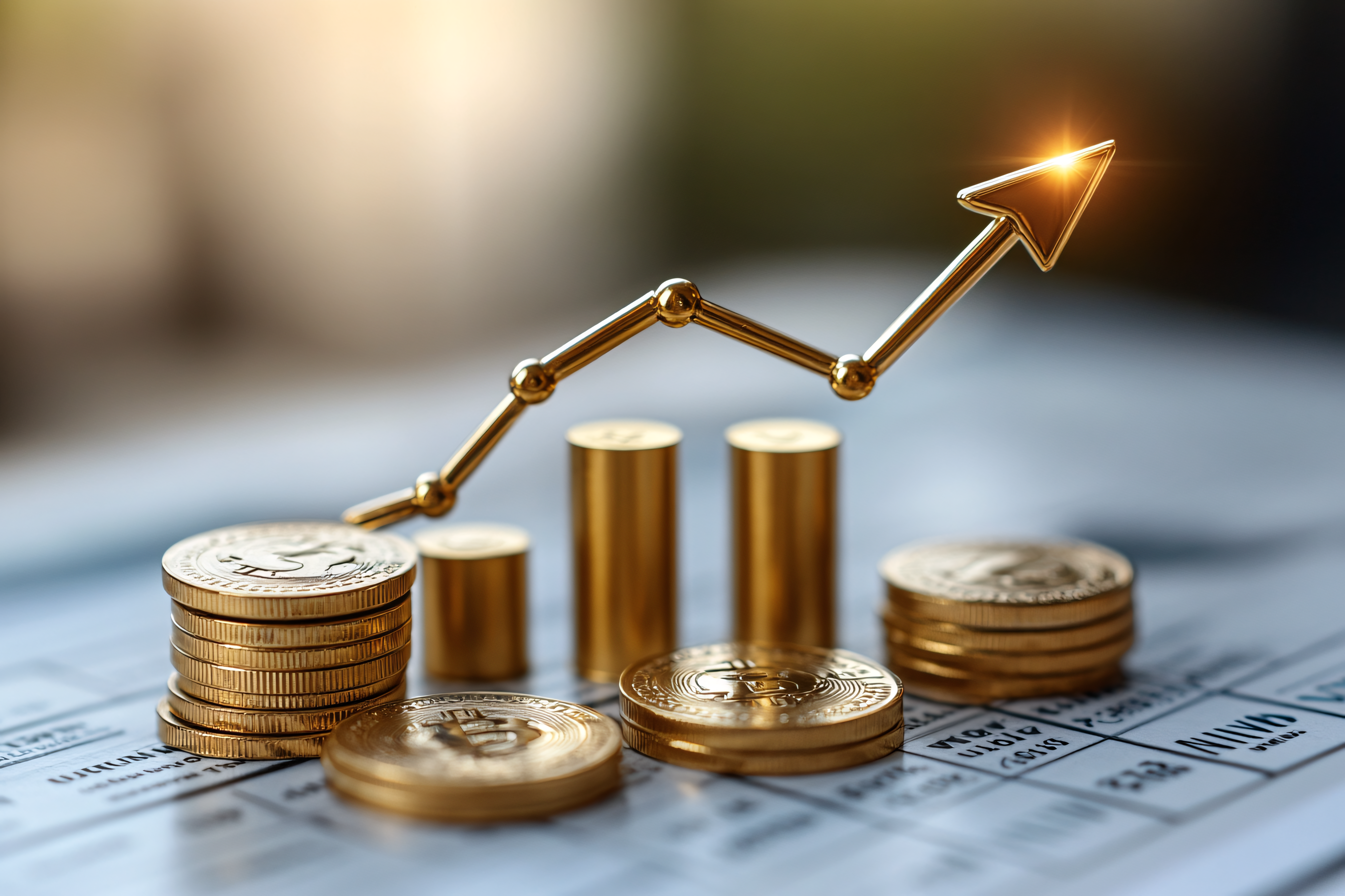 Financial Growth Chart With Gold Coins