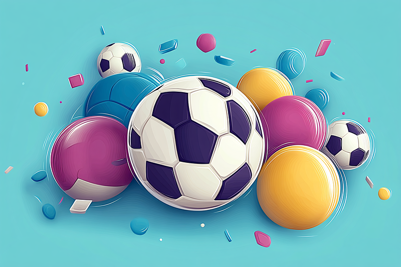 Floating Soccer Balls and Colorful Spheres
