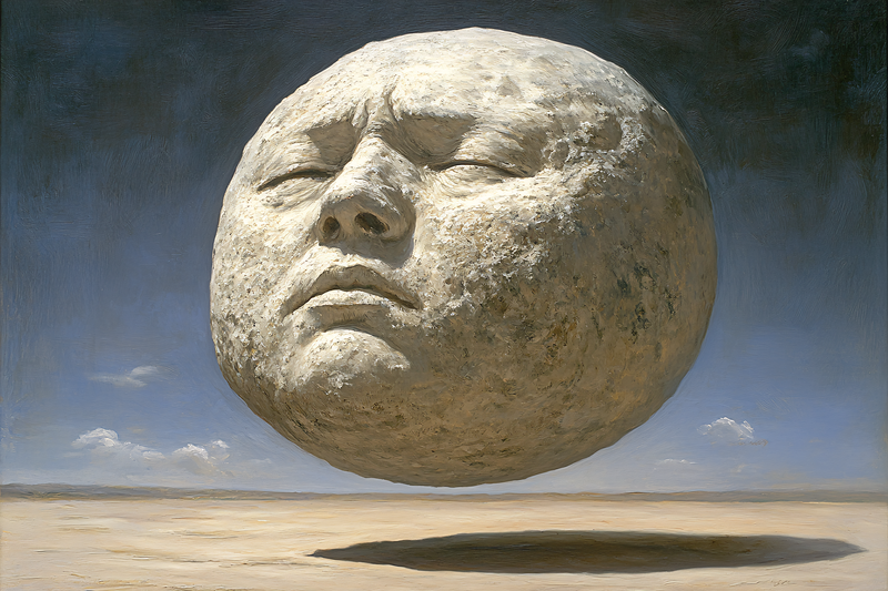 Floating Stone Head