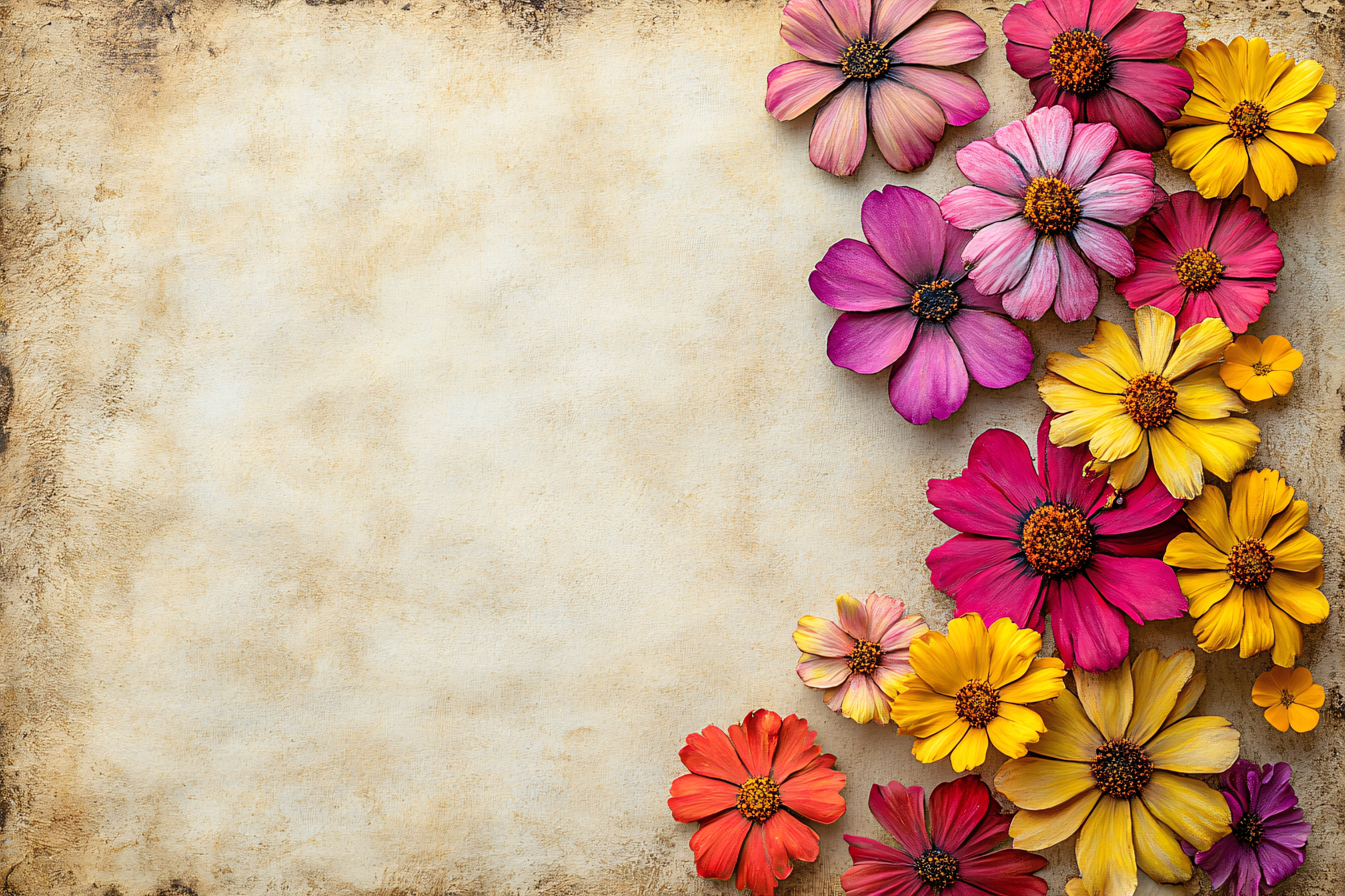 Floral Arrangement on Aged Background