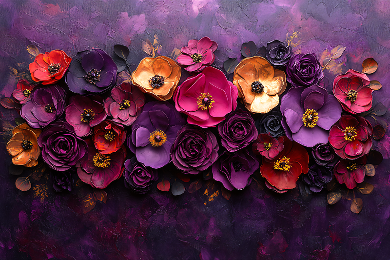 Floral Arrangement On Purple Backdrop