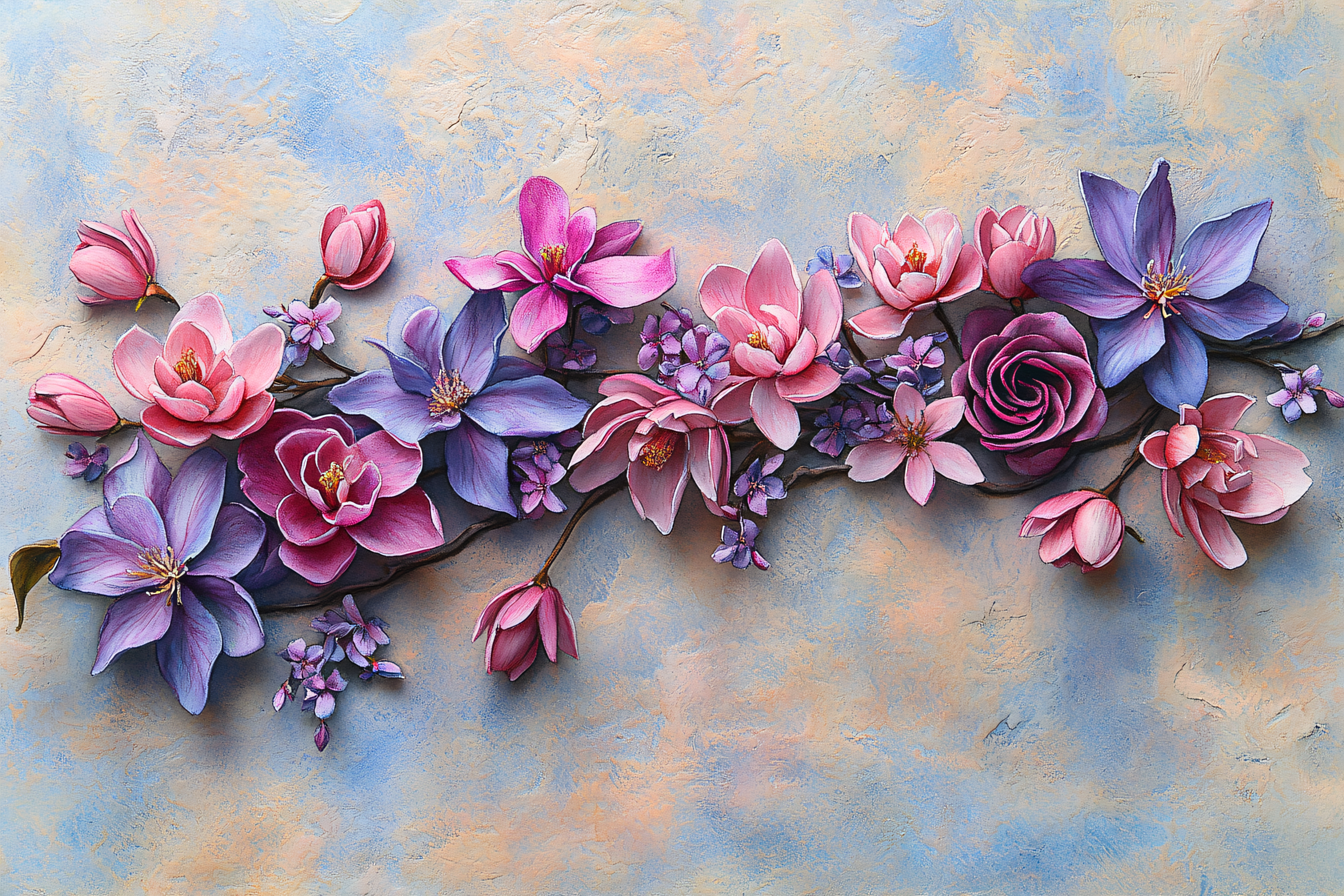 Floral Arrangement on Textured Background