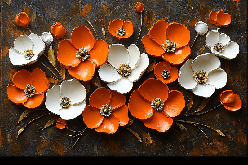 Floral Arrangement On Textured Canvas