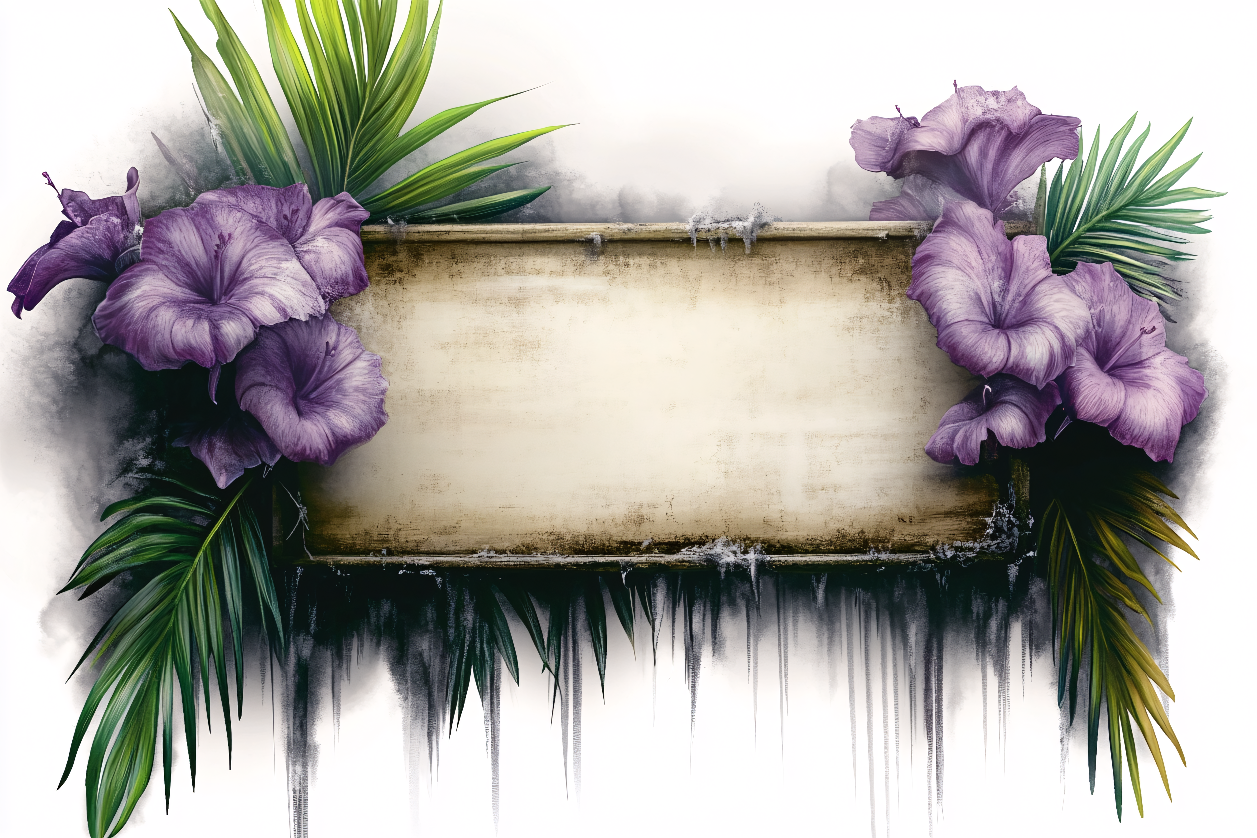 Floral Banner with Purple Flowers
