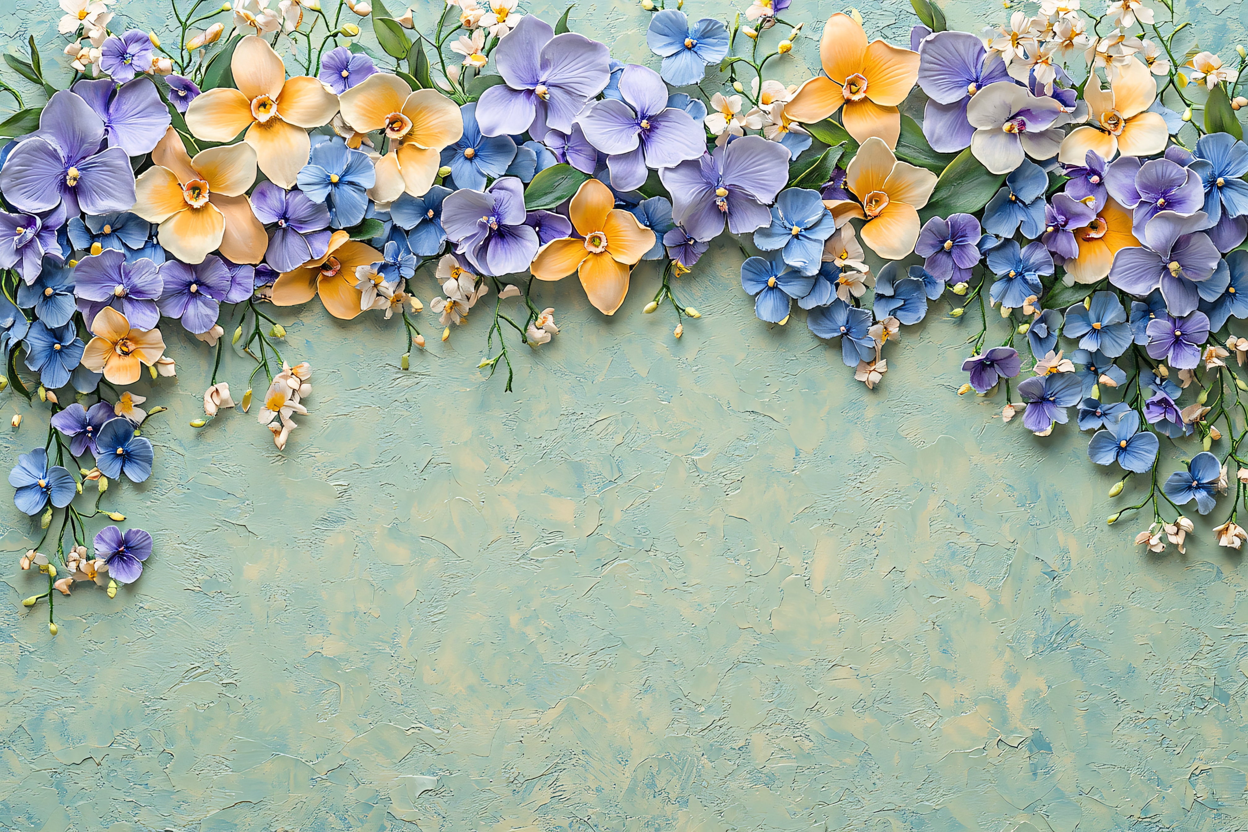 Floral Border on Textured Background
