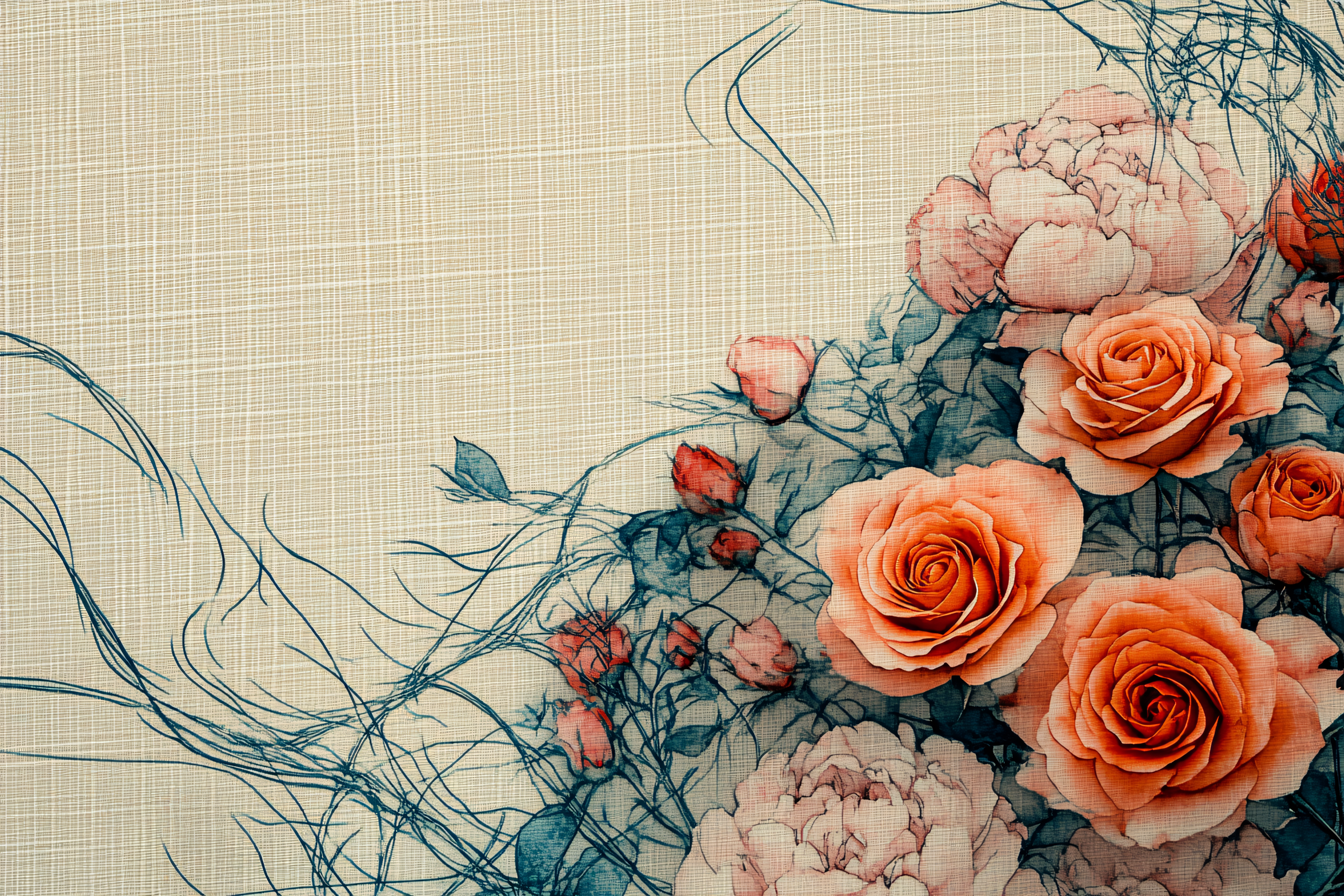 Floral Bouquet on Textured Background