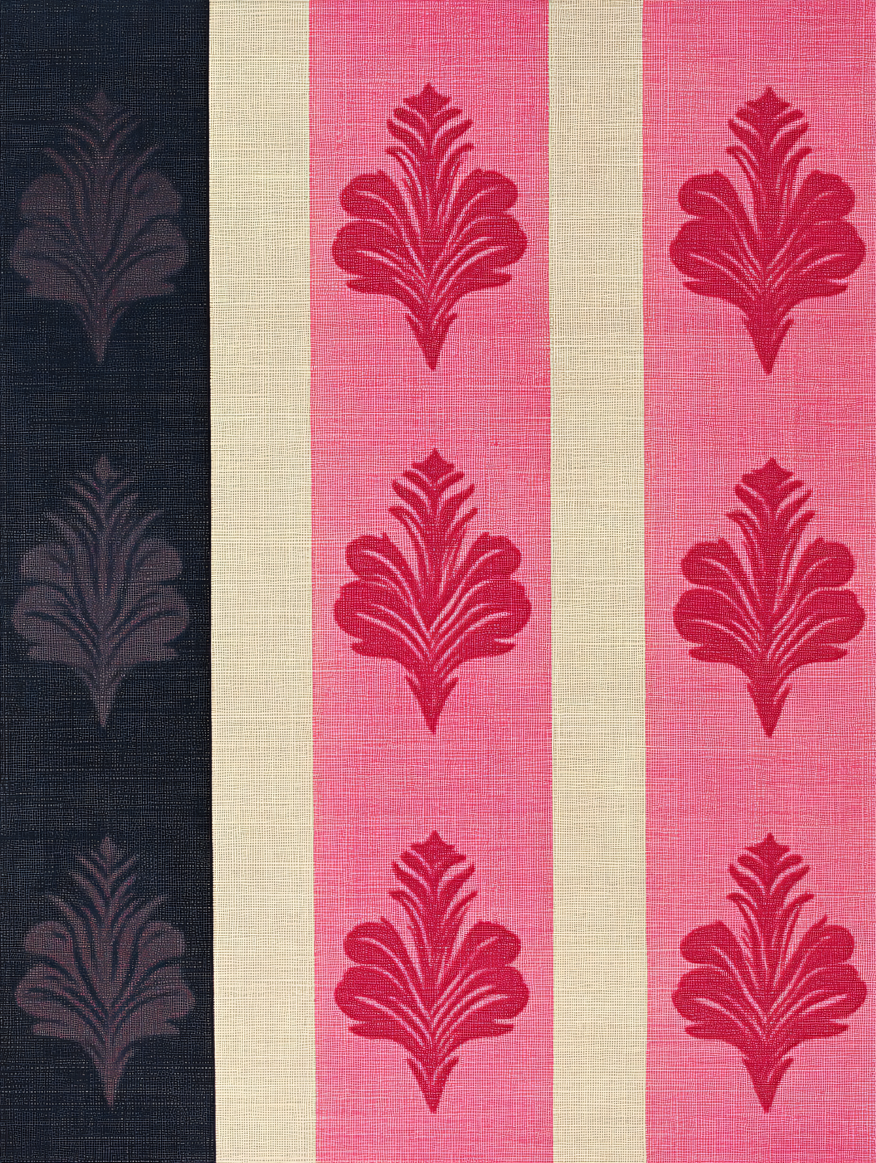 Floral Damask Stripe Fabric Pattern