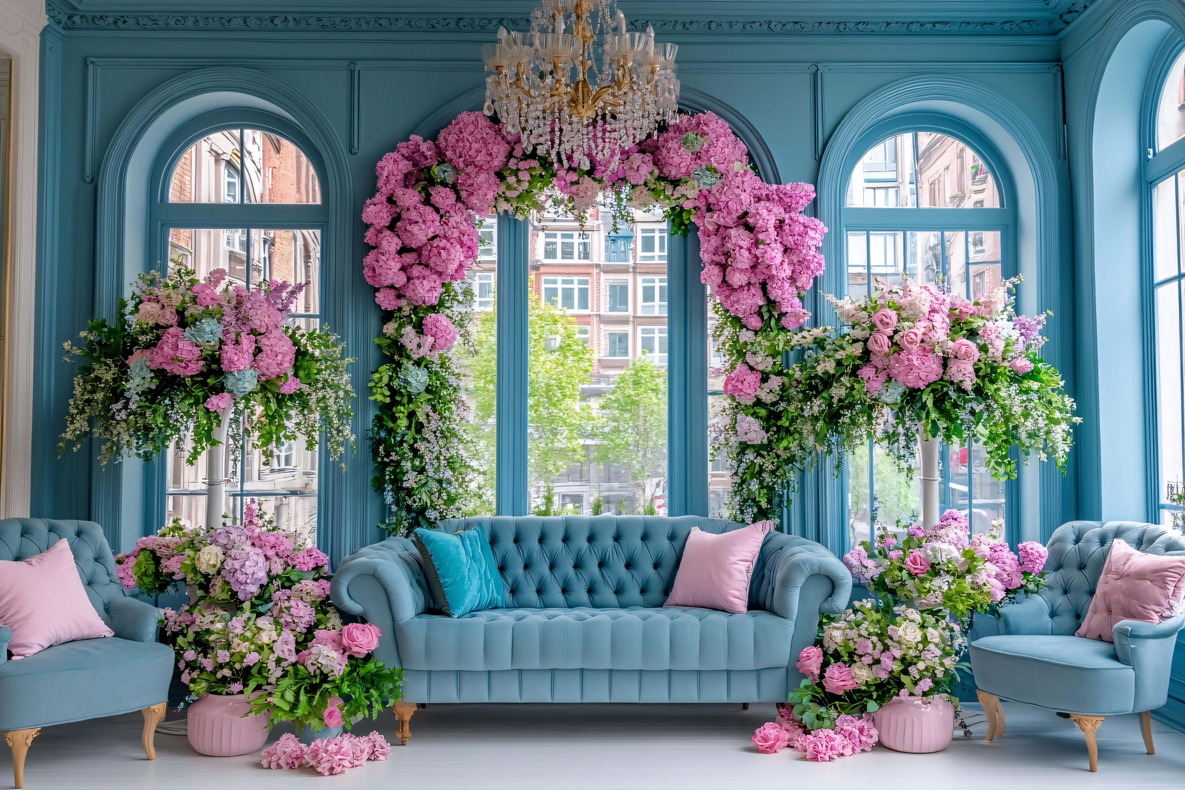 Floral Decorated Blue Room