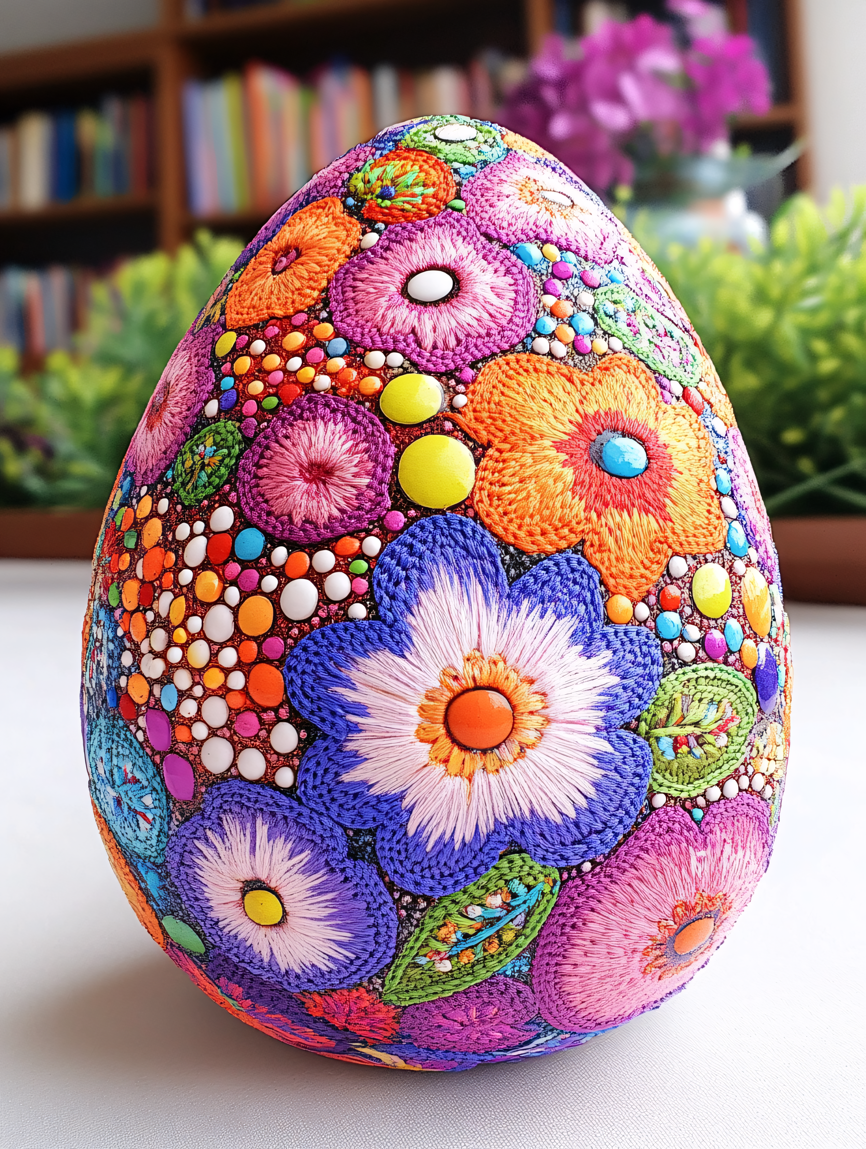 Floral Embroidered Easter Egg
