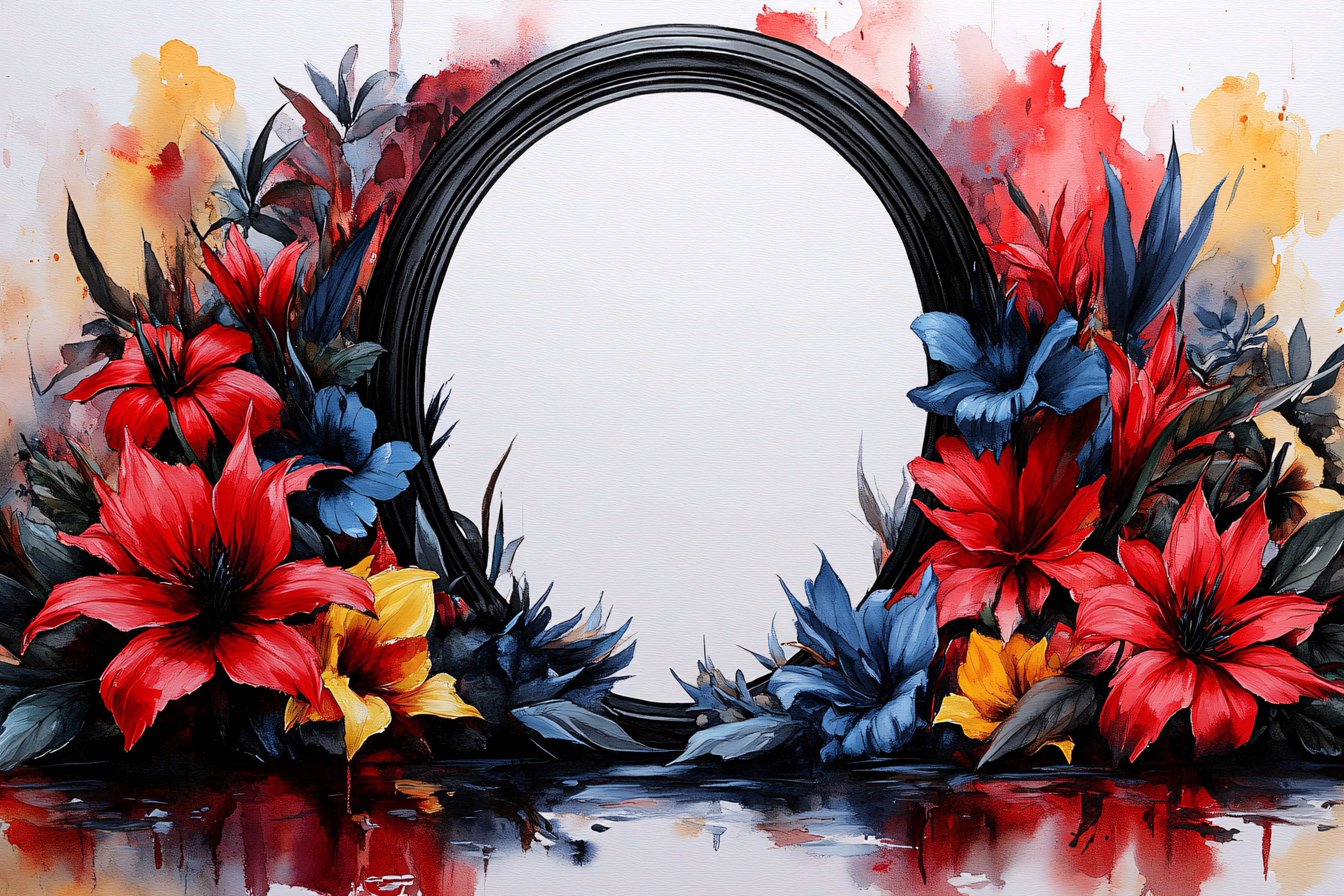 Floral Frame Watercolor Painting