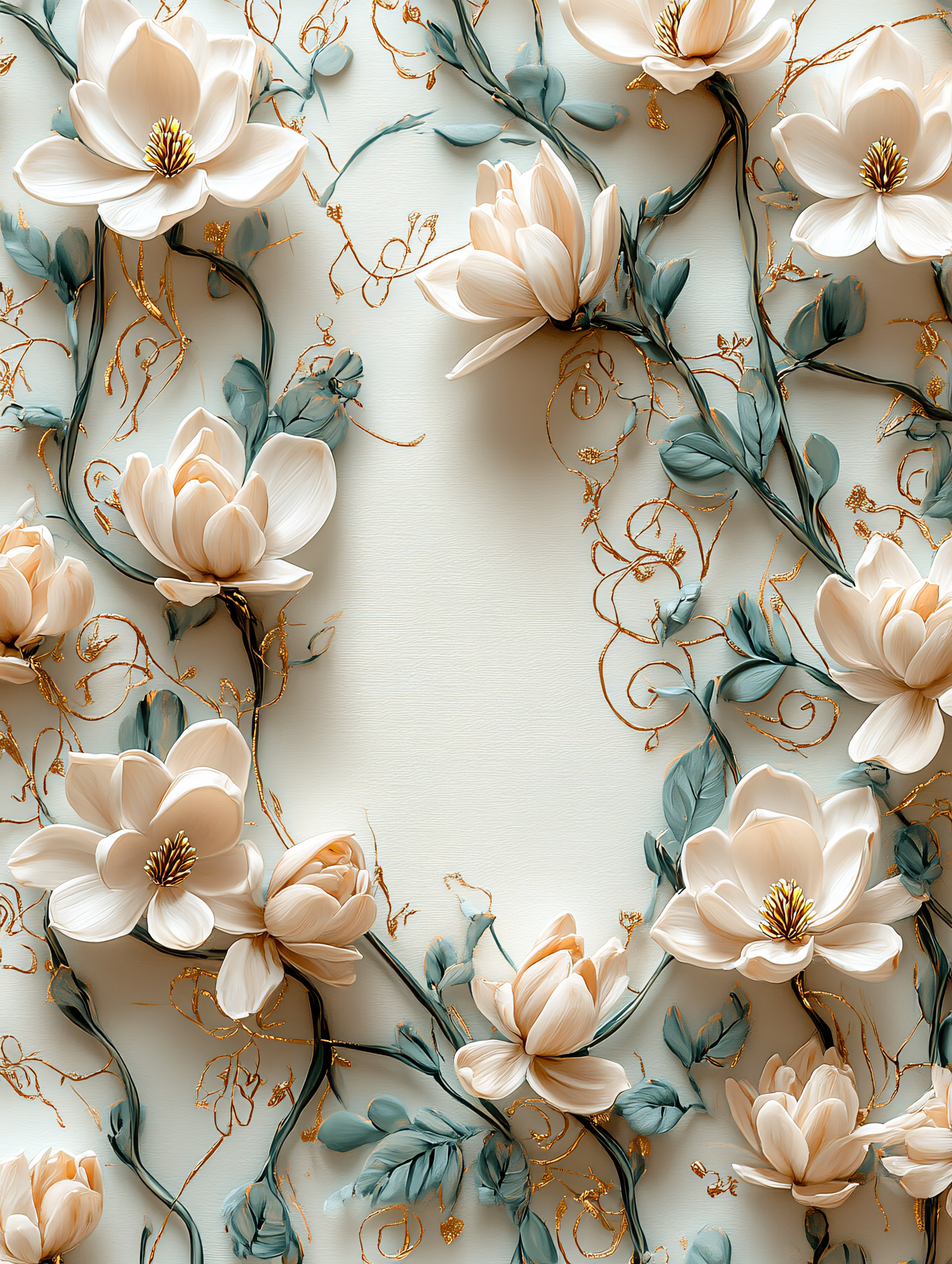 Floral Frame with Magnolias