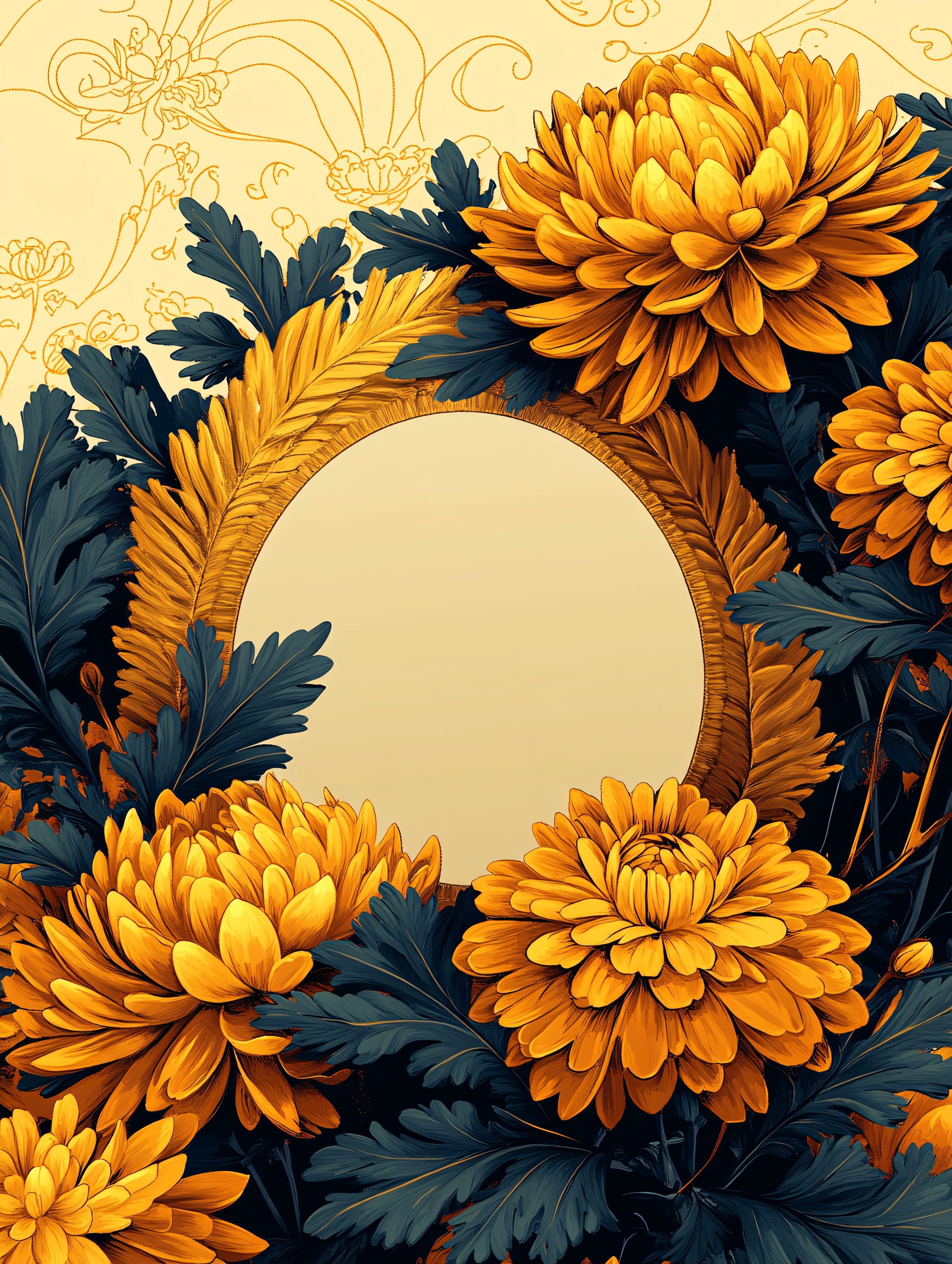 Floral Frame with Yellow Flowers