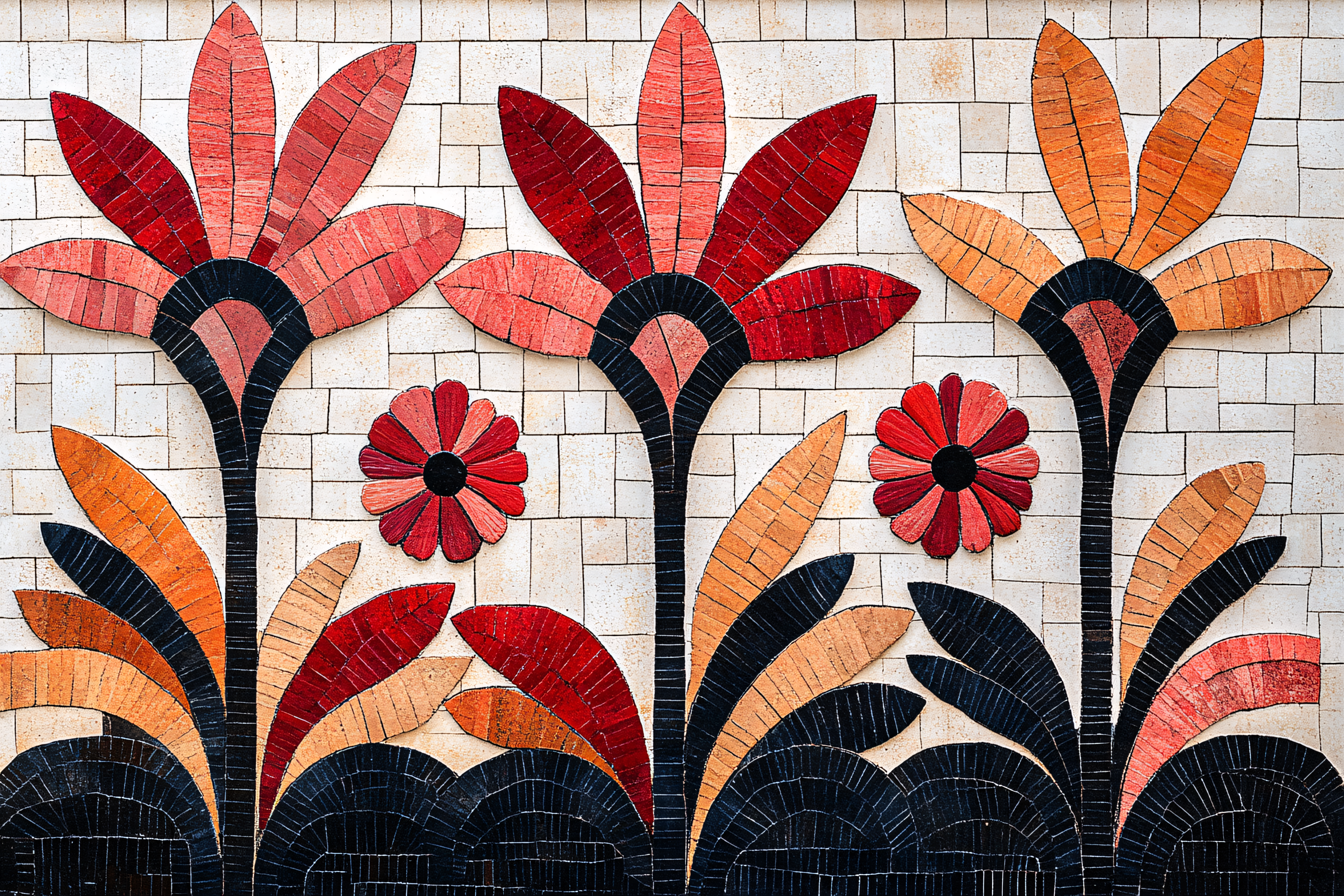 Floral Mosaic Tile Art
