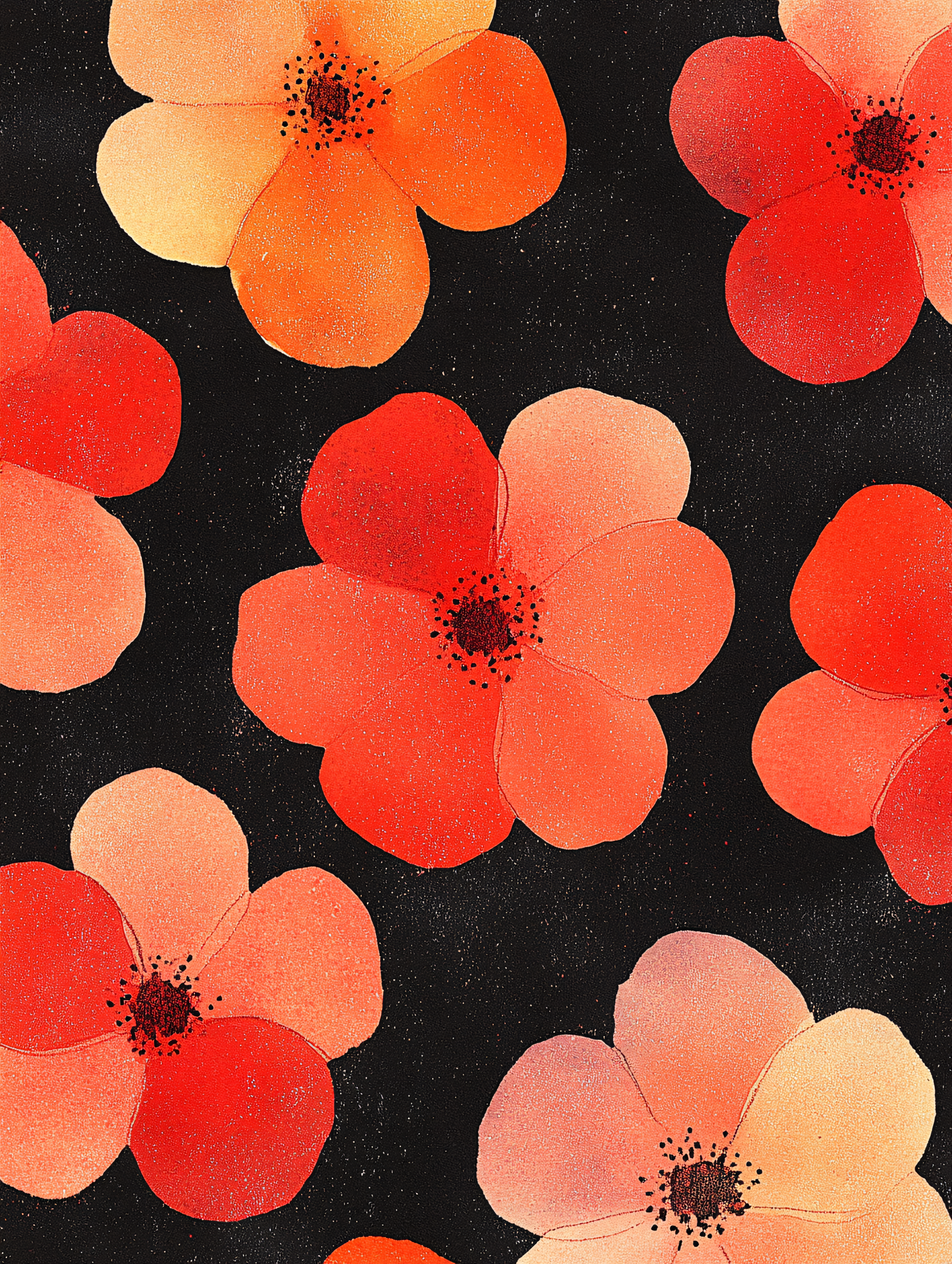 Floral Pattern on Black Background