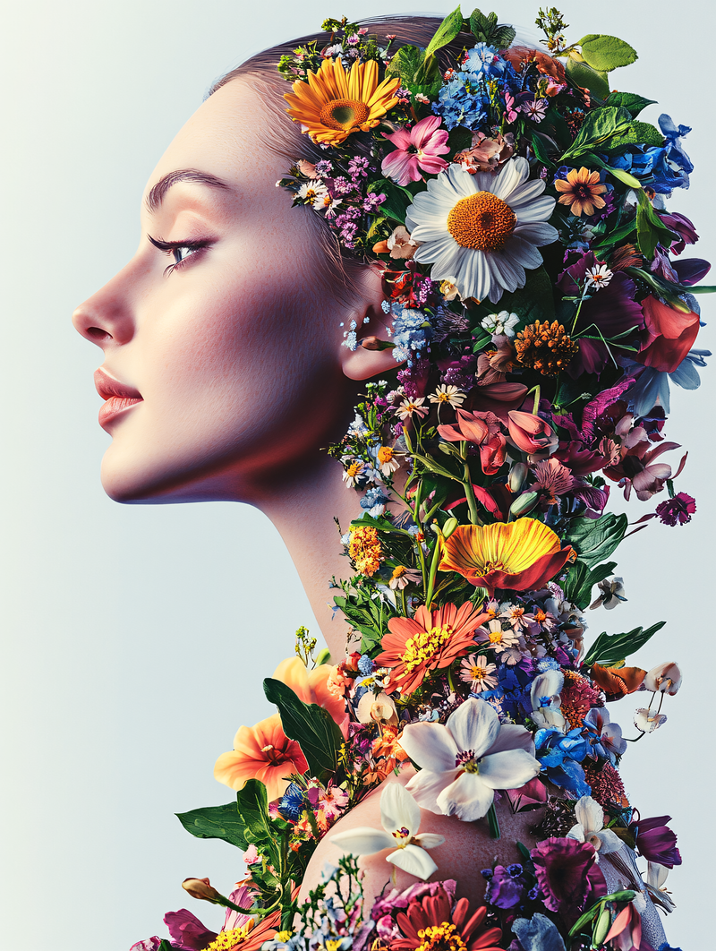 Floral Portrait Of A Woman