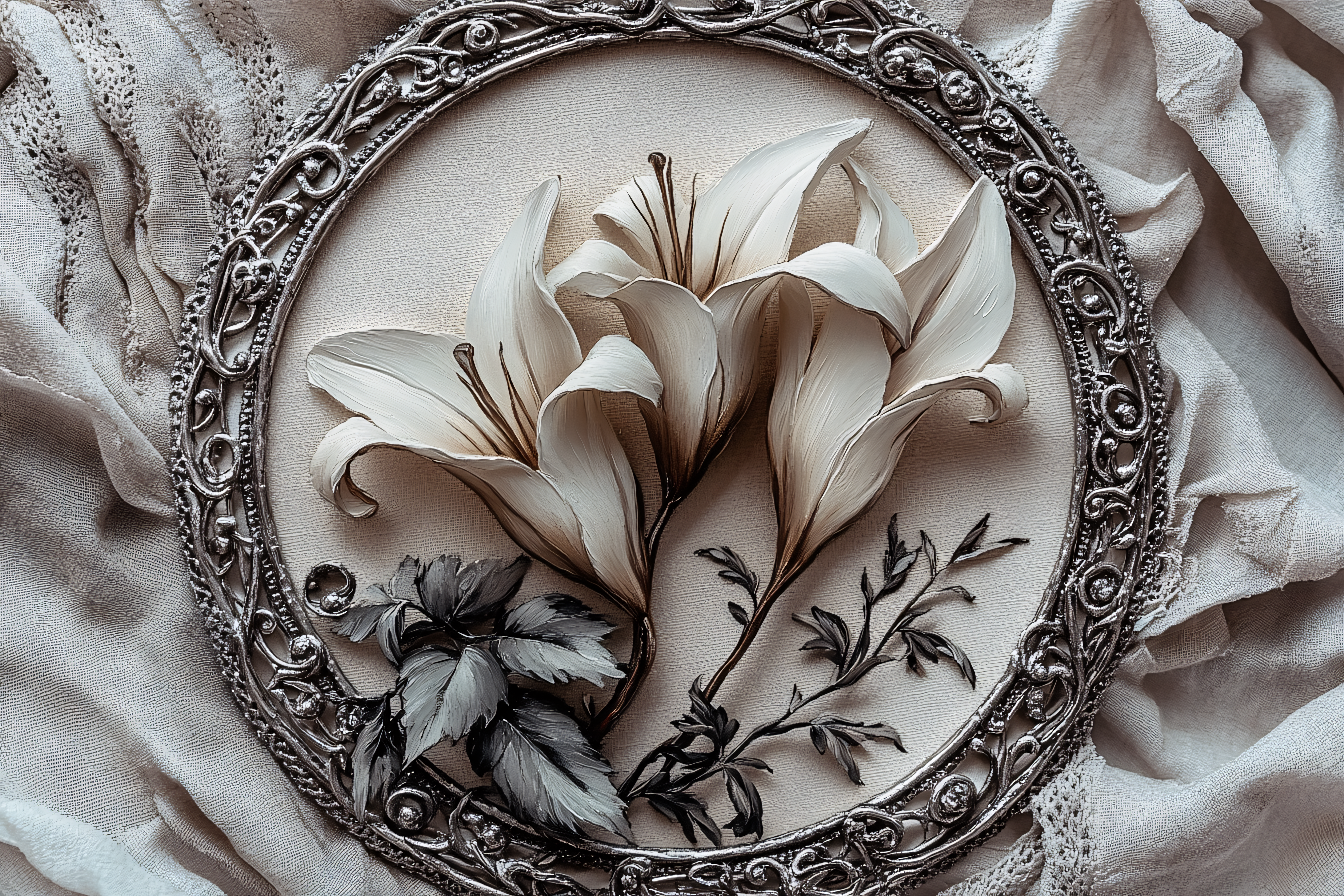Floral Relief in Ornate Frame