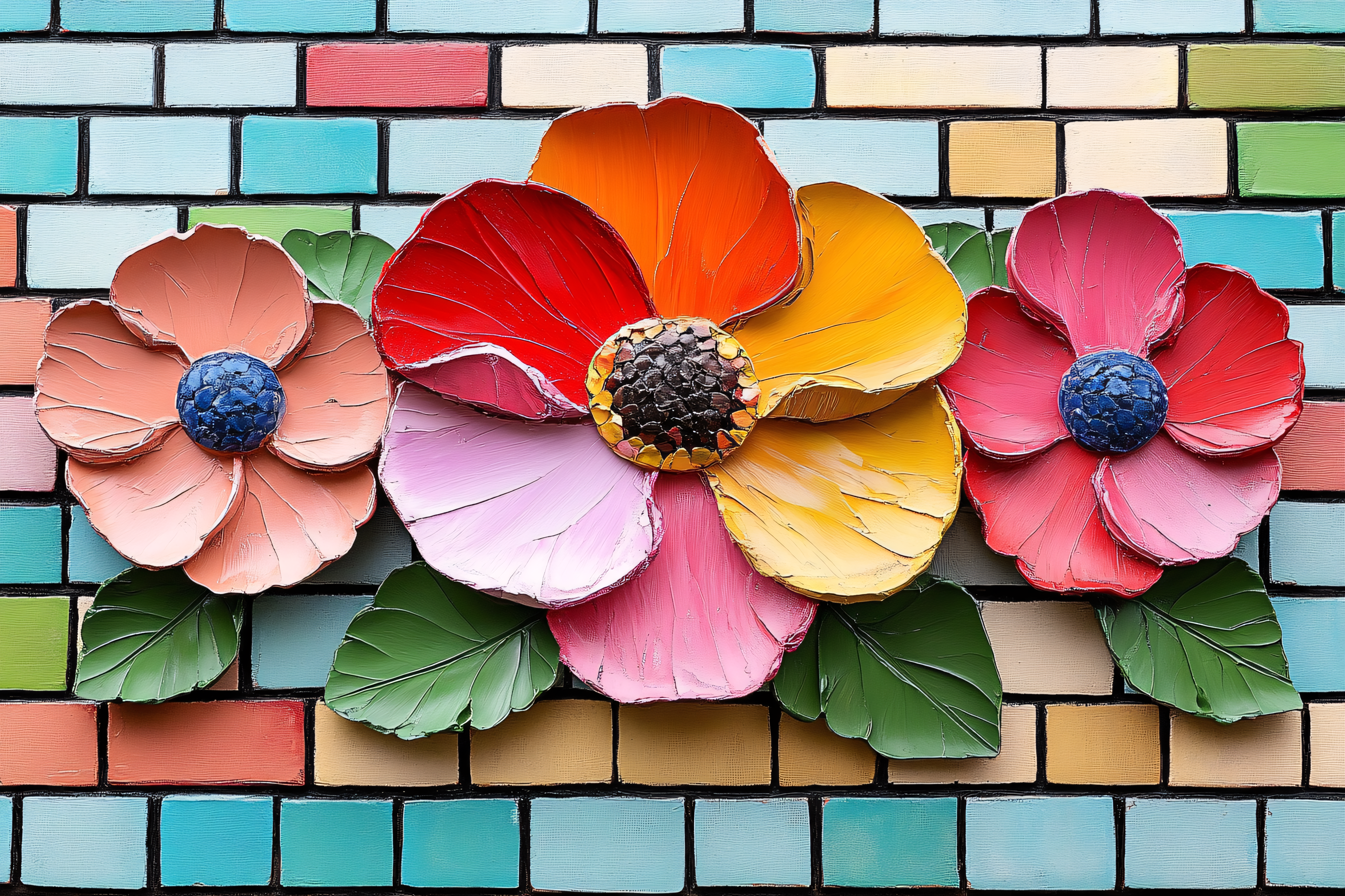 Floral Relief on Brick Wall