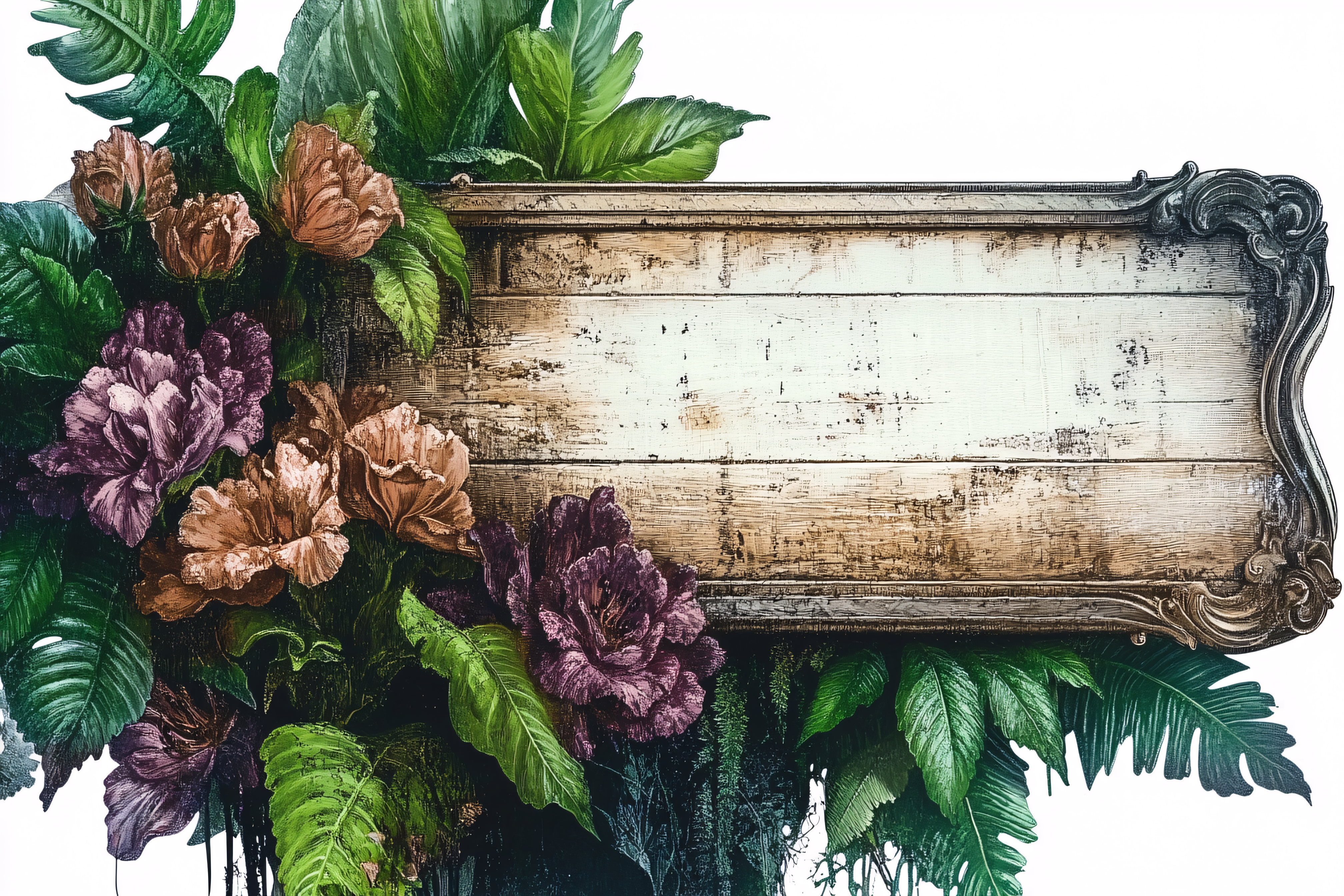 Floral Sign with Ornate Frame