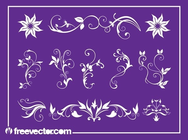 Floral Swirls Set Free Vector