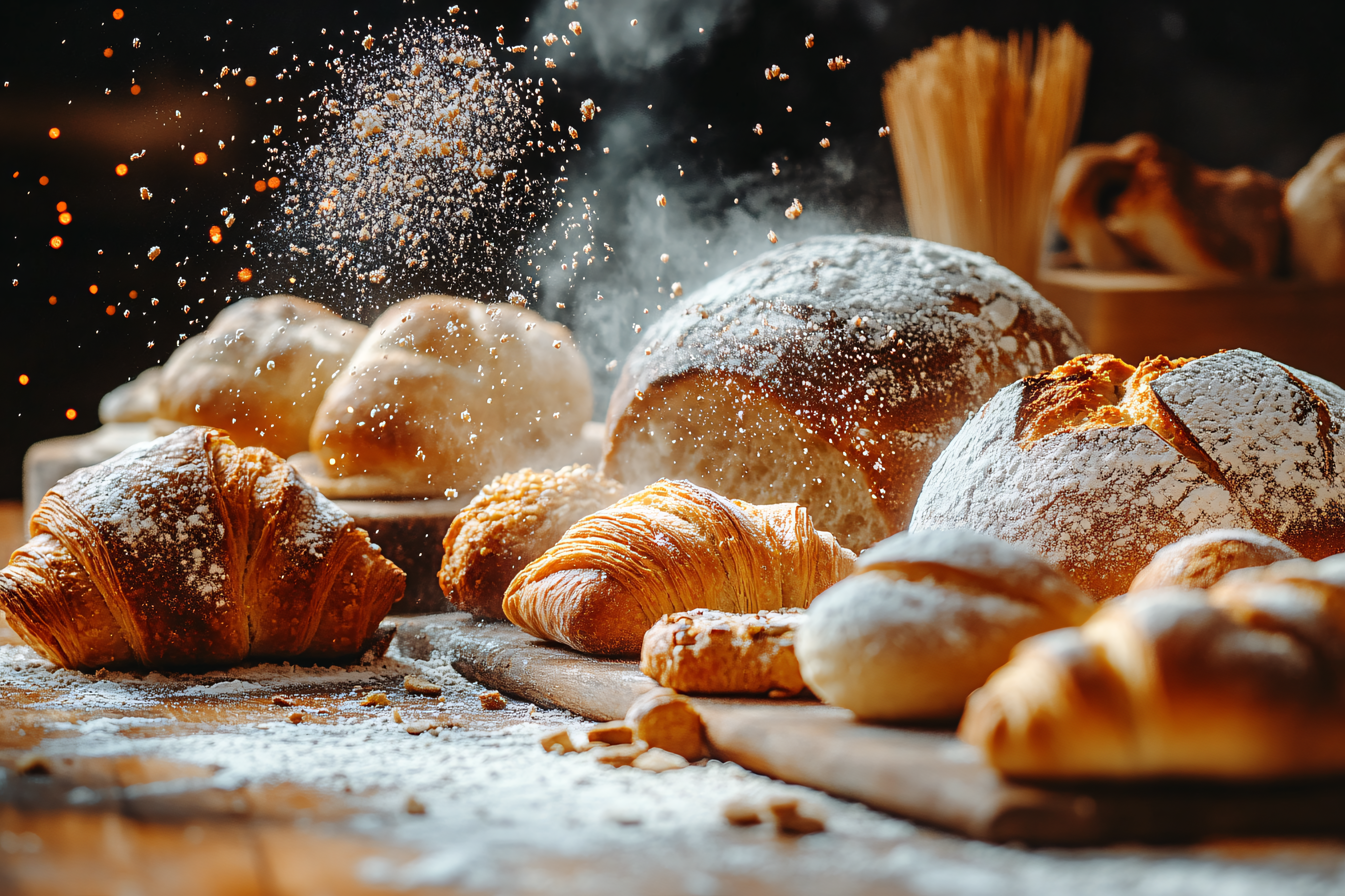 Floured Breads and Croissants