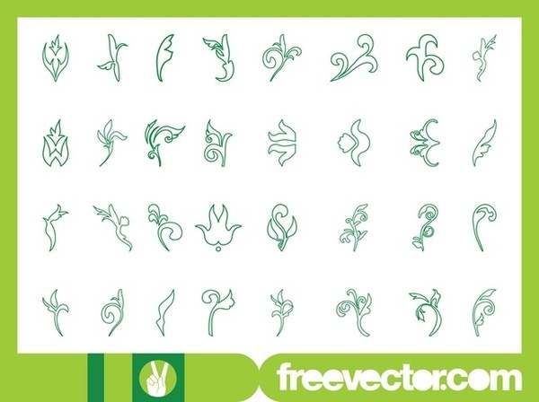 Flower Outlines Set Free Vector
