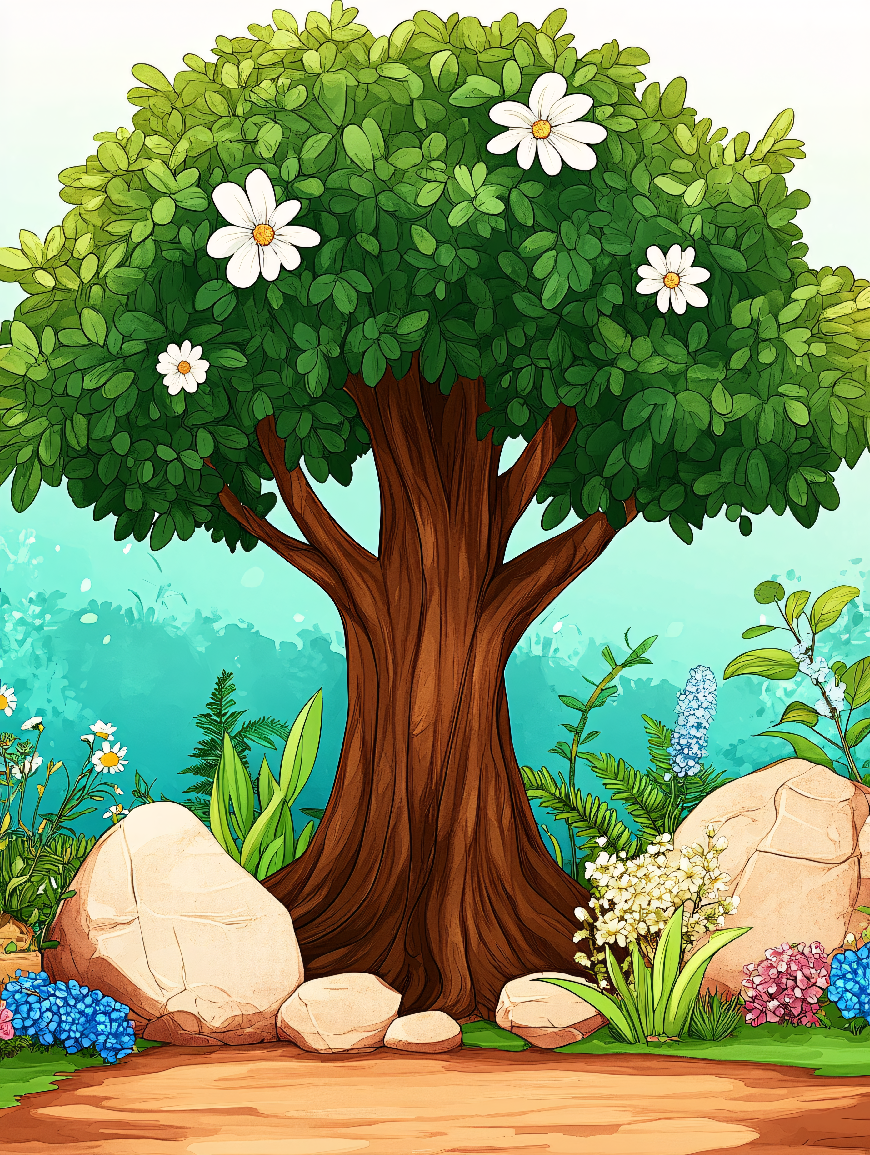 Flowering Tree with Lush Green Foliage