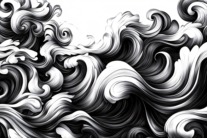 Flowing Waves in Black and White