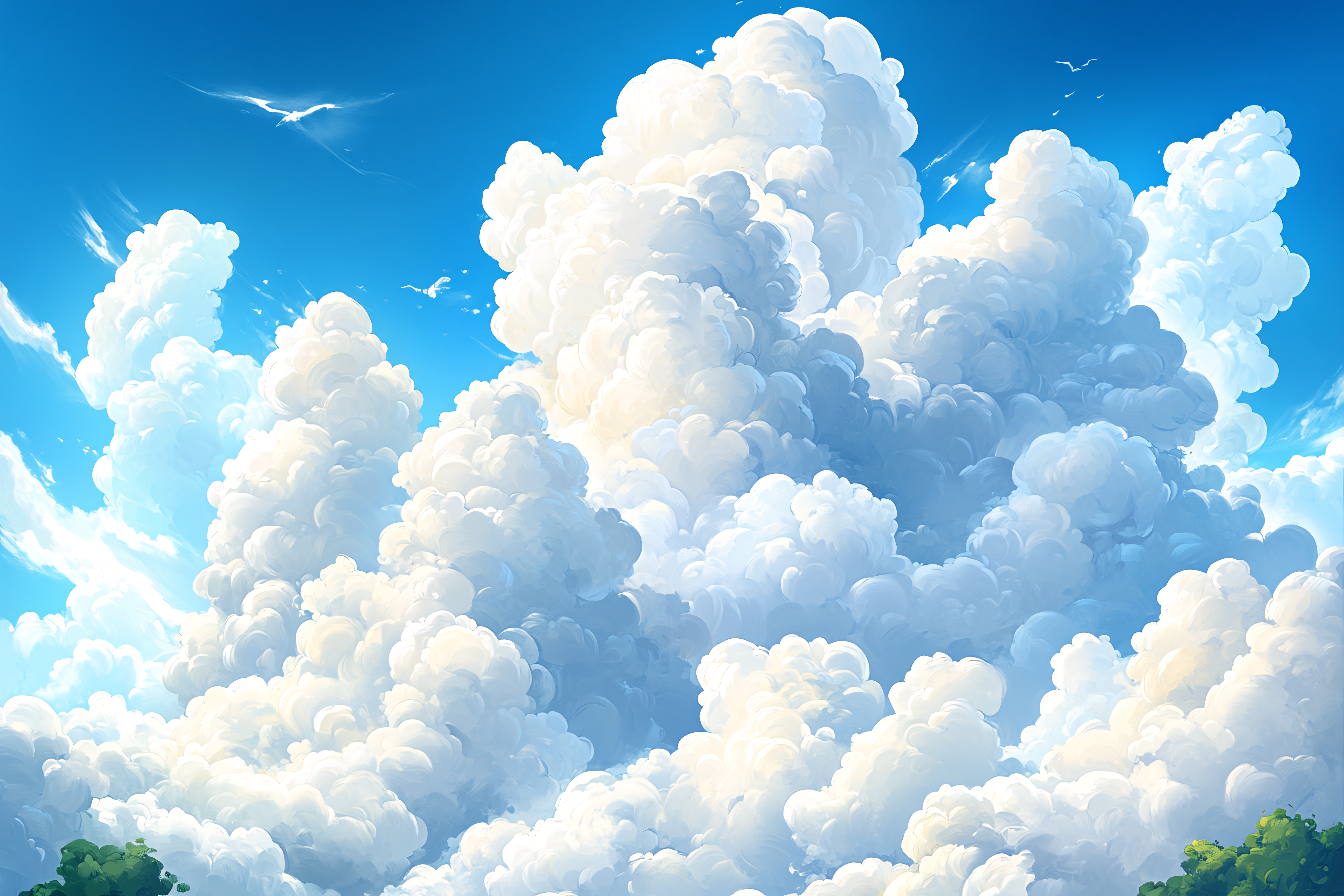 Fluffy White Clouds In Blue Sky