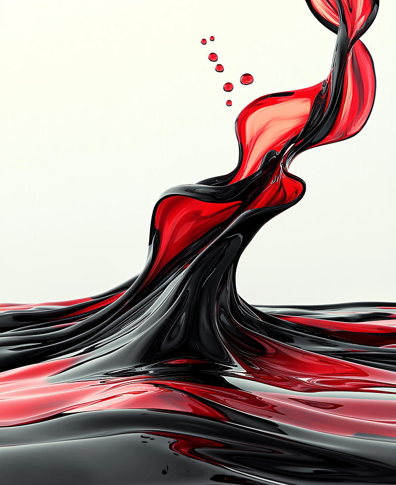 Fluid Red and Black Abstract Swirl