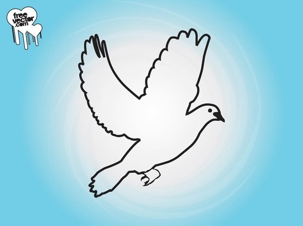 Flying Dove Outlines Free Vector