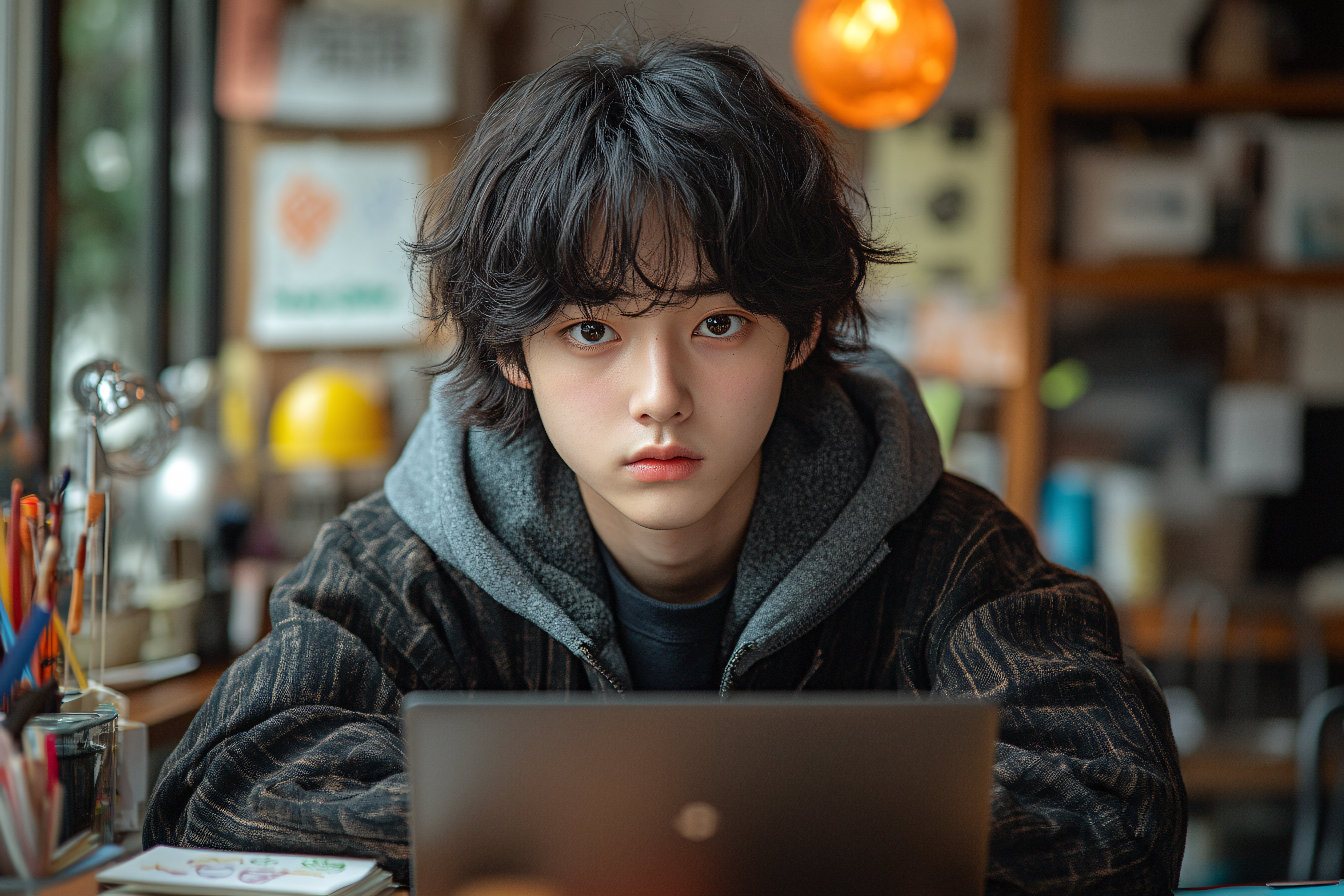 Focused Young Adult At Desk