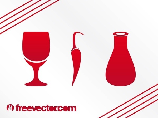 Food and Drinks Icons Free Vector