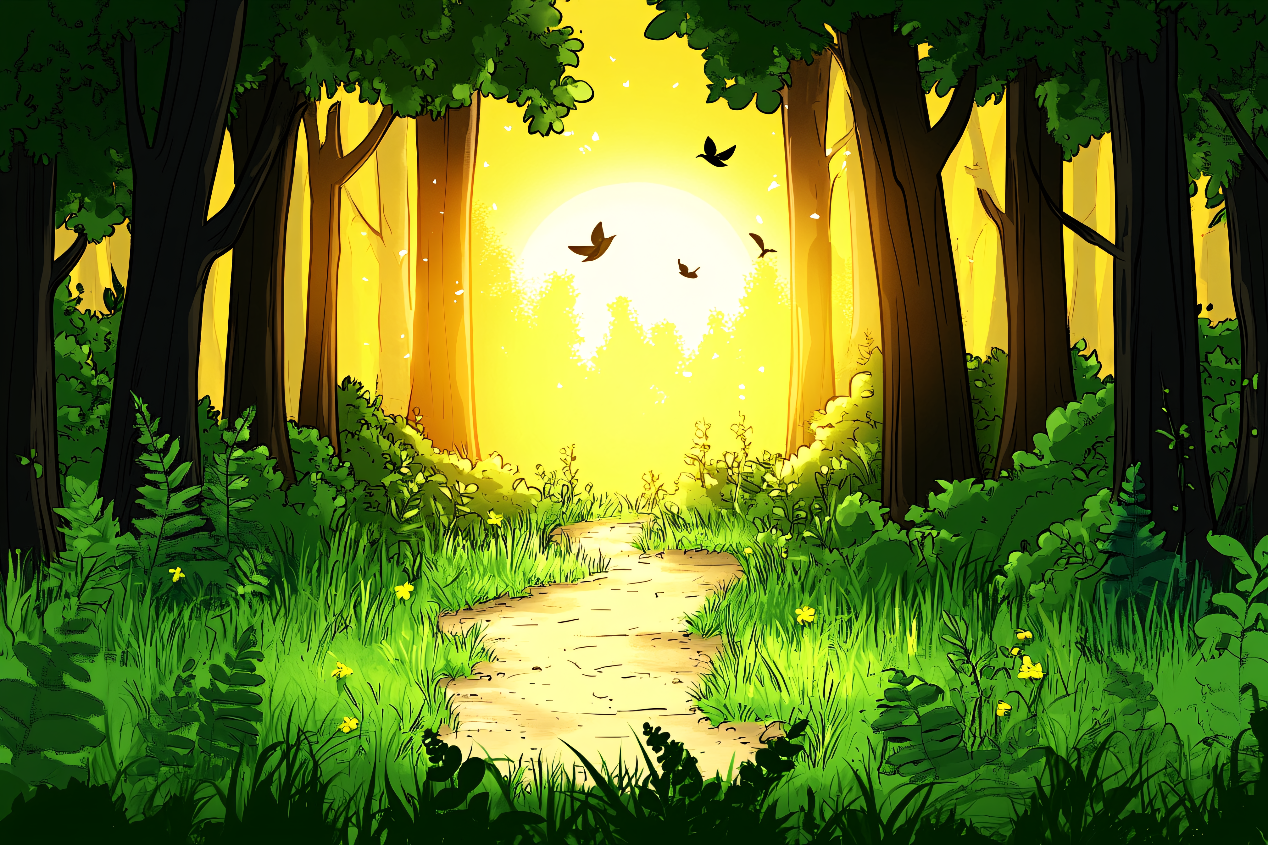 Forest Path at Sunrise