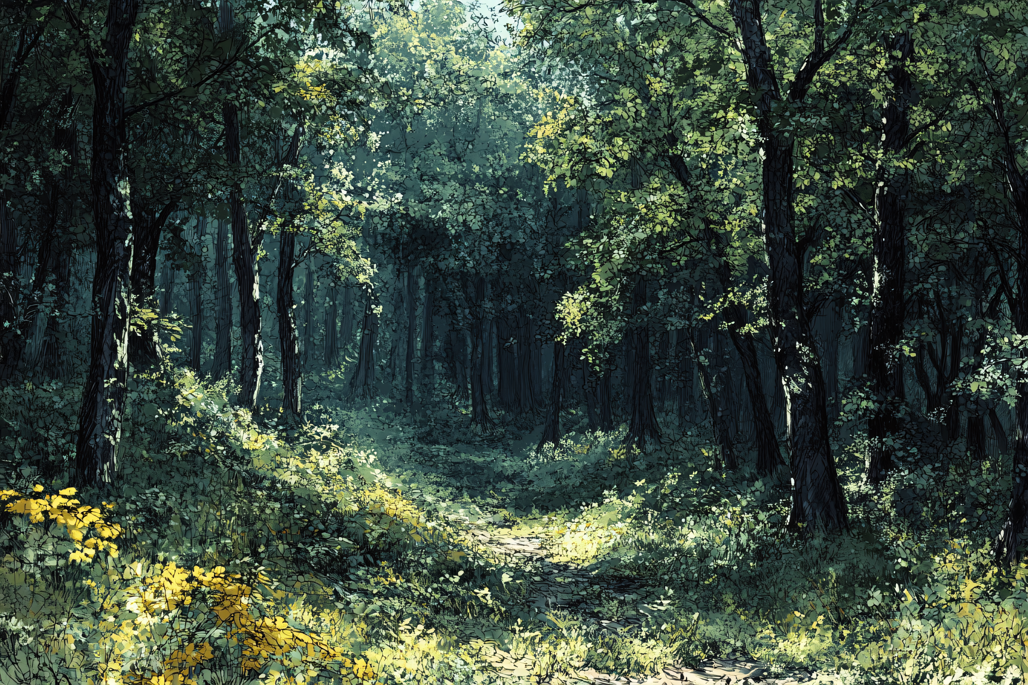 Forest Path In Sunlight